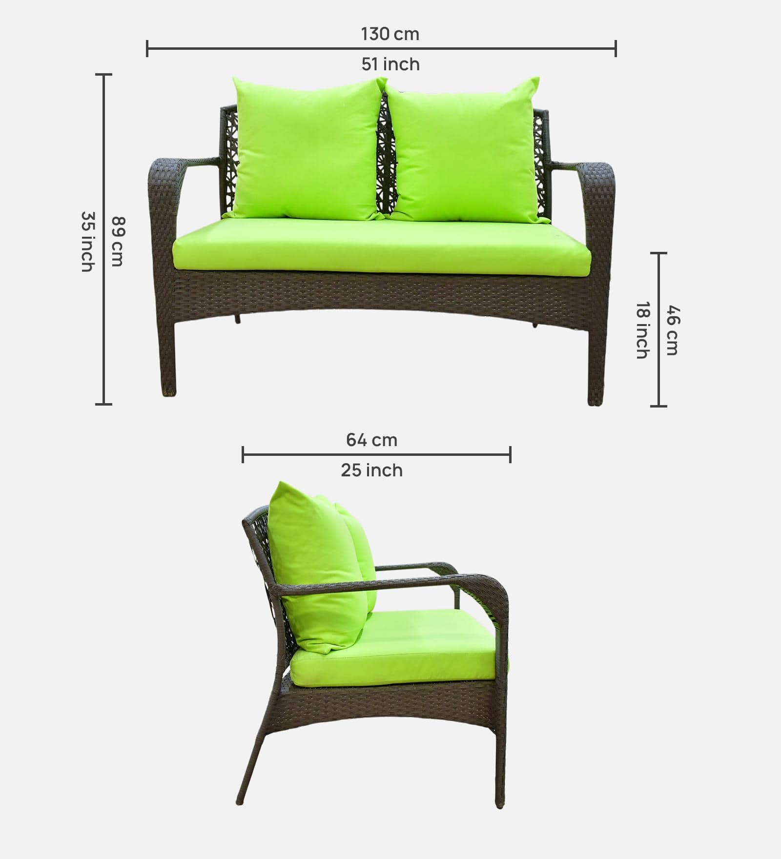 Dijon 2+1+1 Seater Wicker Sofa Set in White Colour