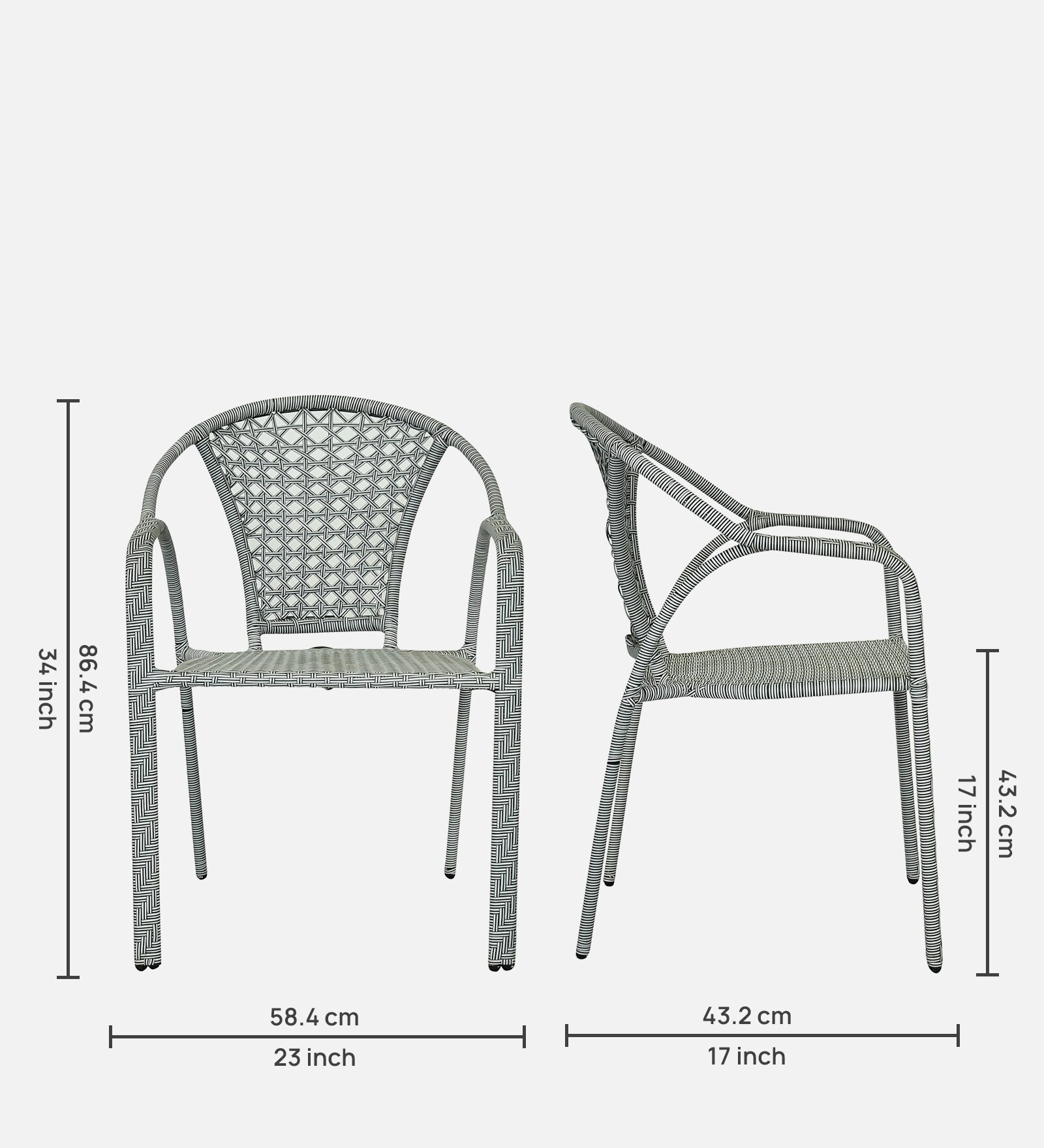 Esperance  Wicker Table And Chair Set In  White And Black Finish