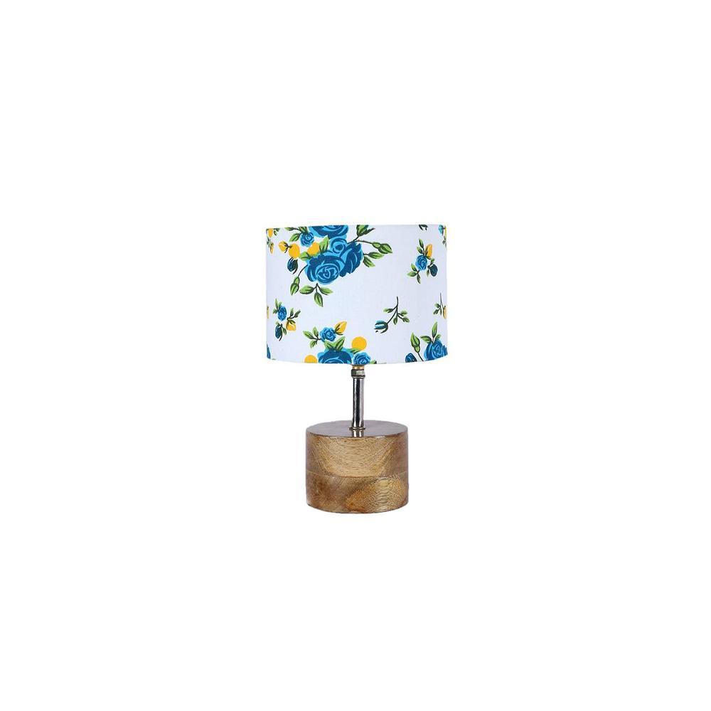 Boswell Multicolour Fabric Shade Table Lamp with Natural Wooden Base