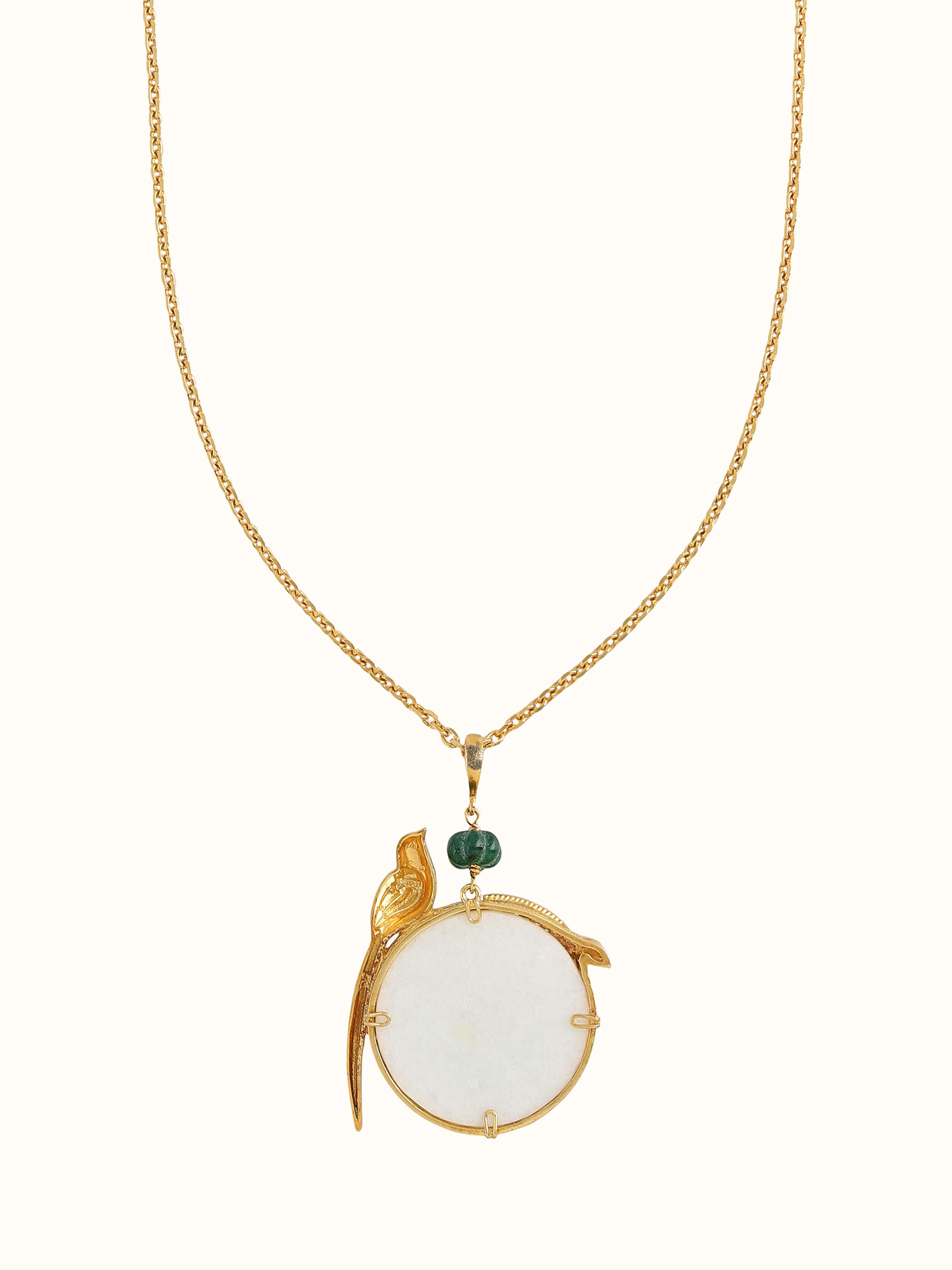 Back view of silver pendant revealing smooth polished base with hallmark