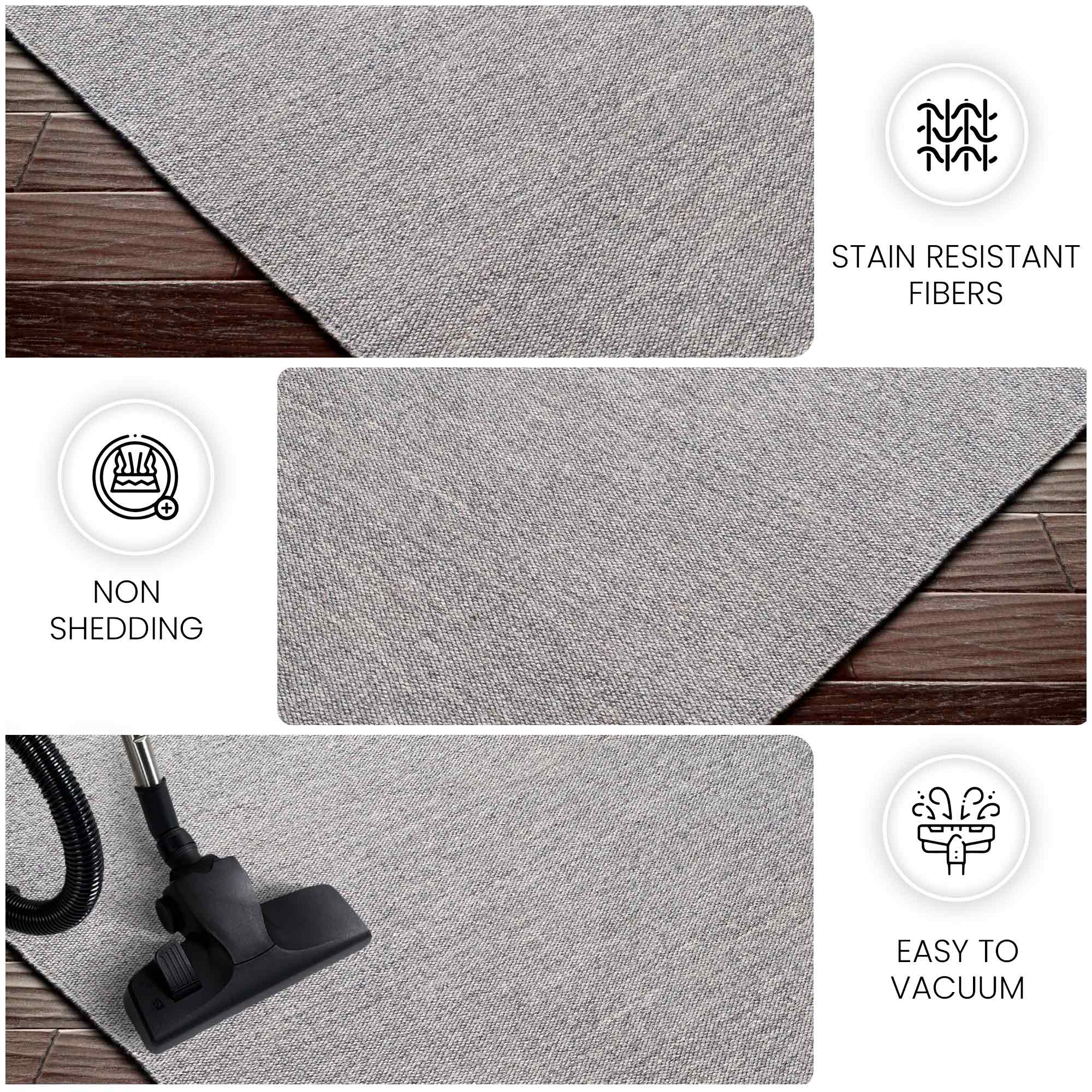 Hand Woven Solid Acacia Grey Rug