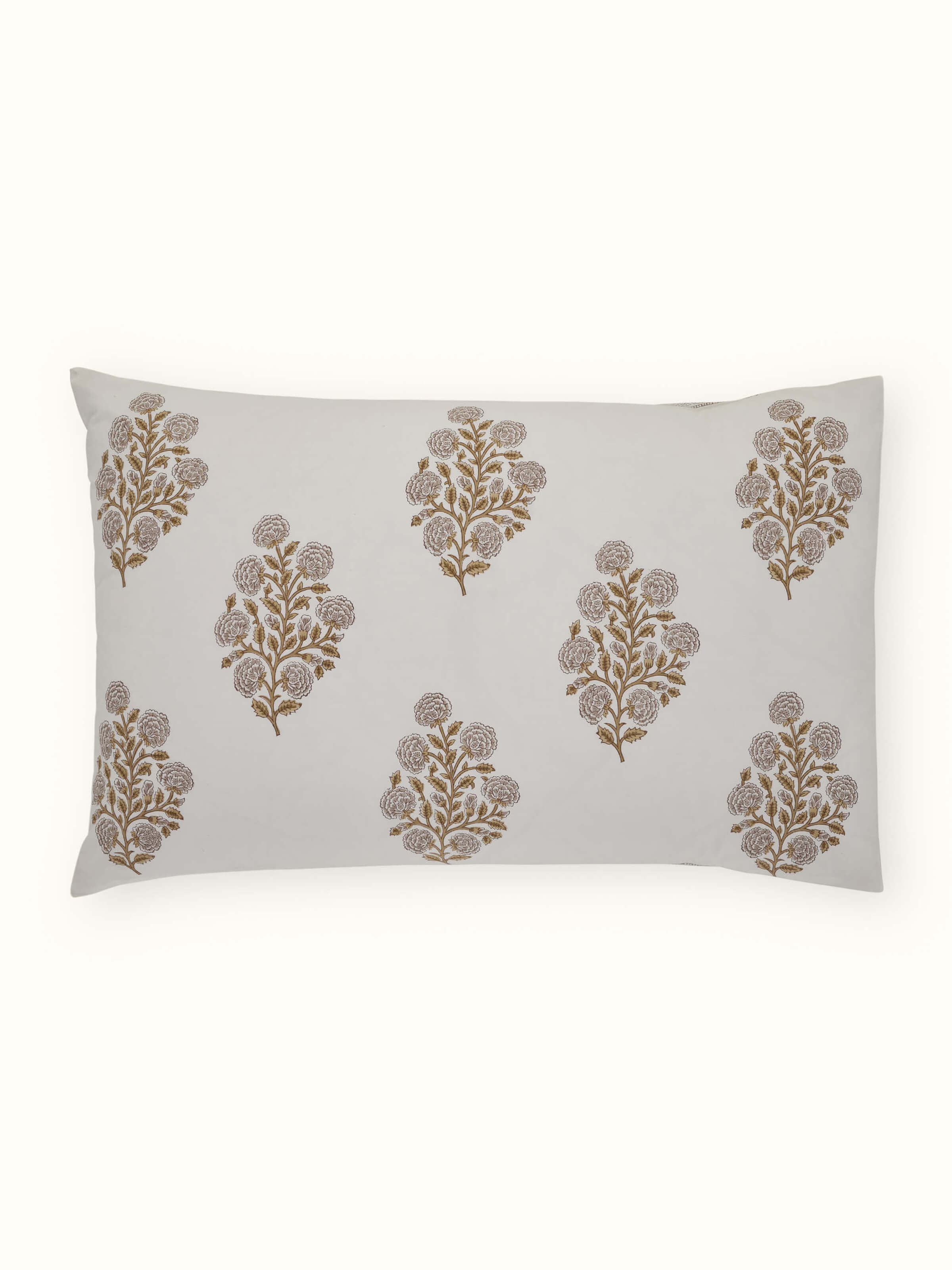Saha Beige Buta Cotton Sanganeri Hand Block Print Pillow Cases (2 Pcs)