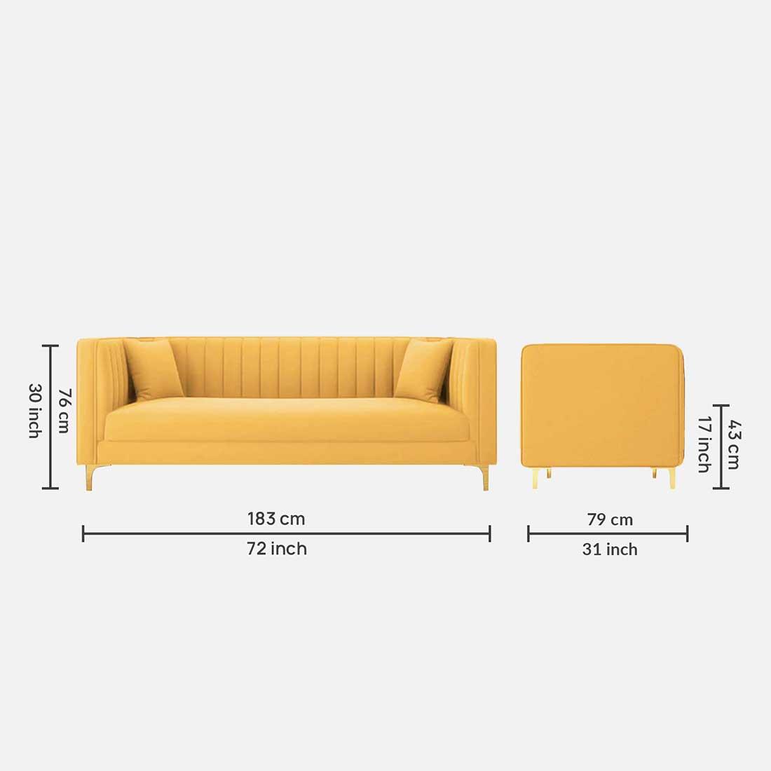 Tuxedo Fabric Sofa (Yellow)