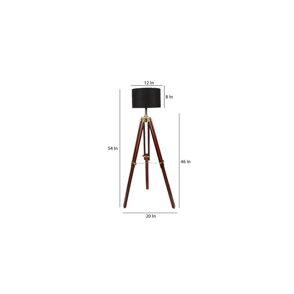 Roman Black Cotton Shade Floor Lamp