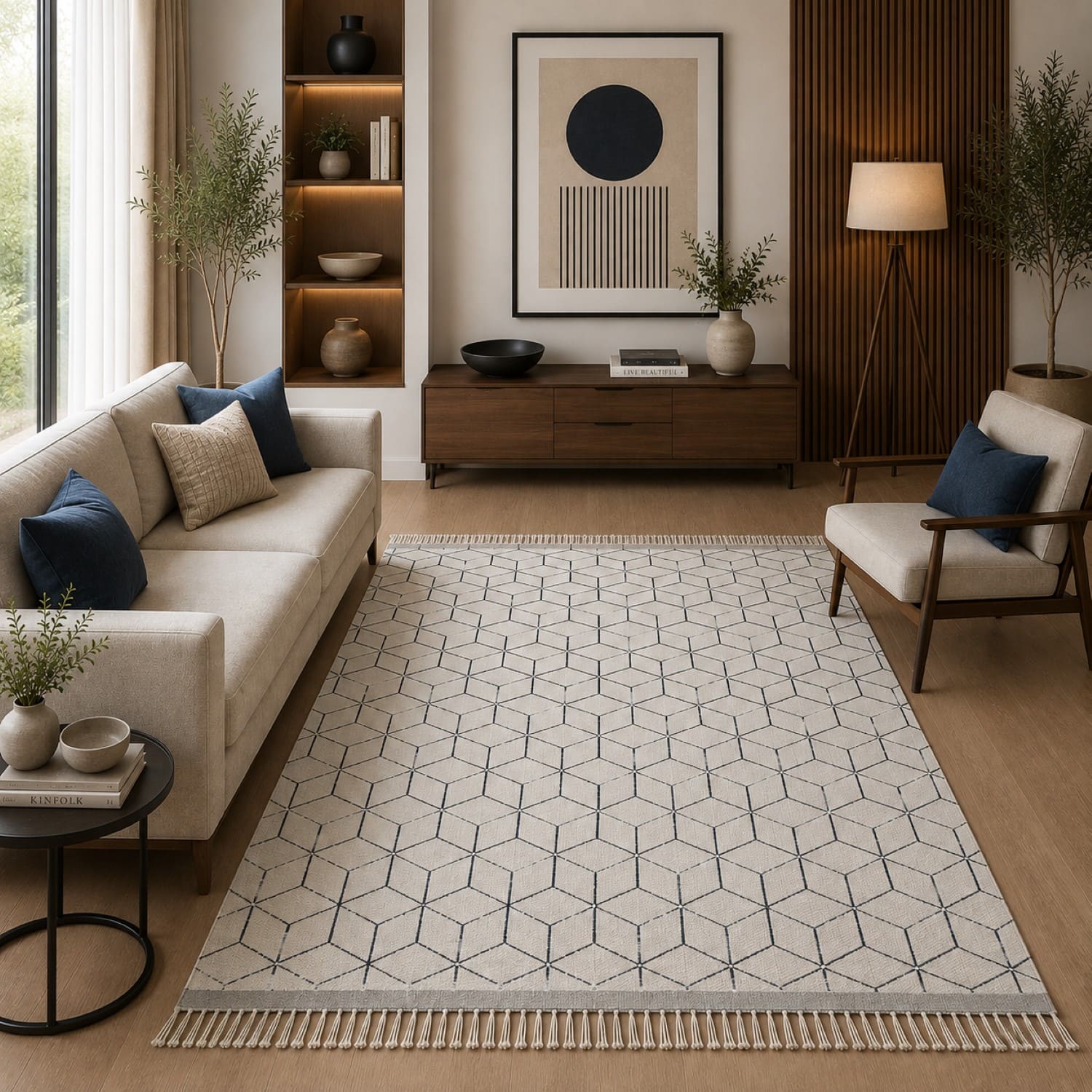Imperial Knots Grey and Ivory Hand Woven Dhurrie 5x8 Feet