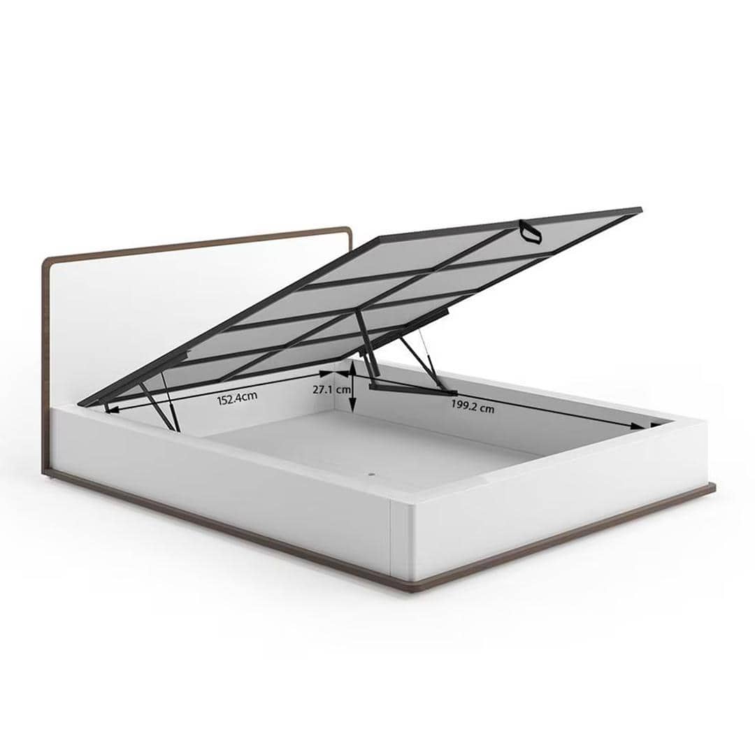 Baltoro Engineered Wood Queen Size Hydraulic Storage Bed In White Finish