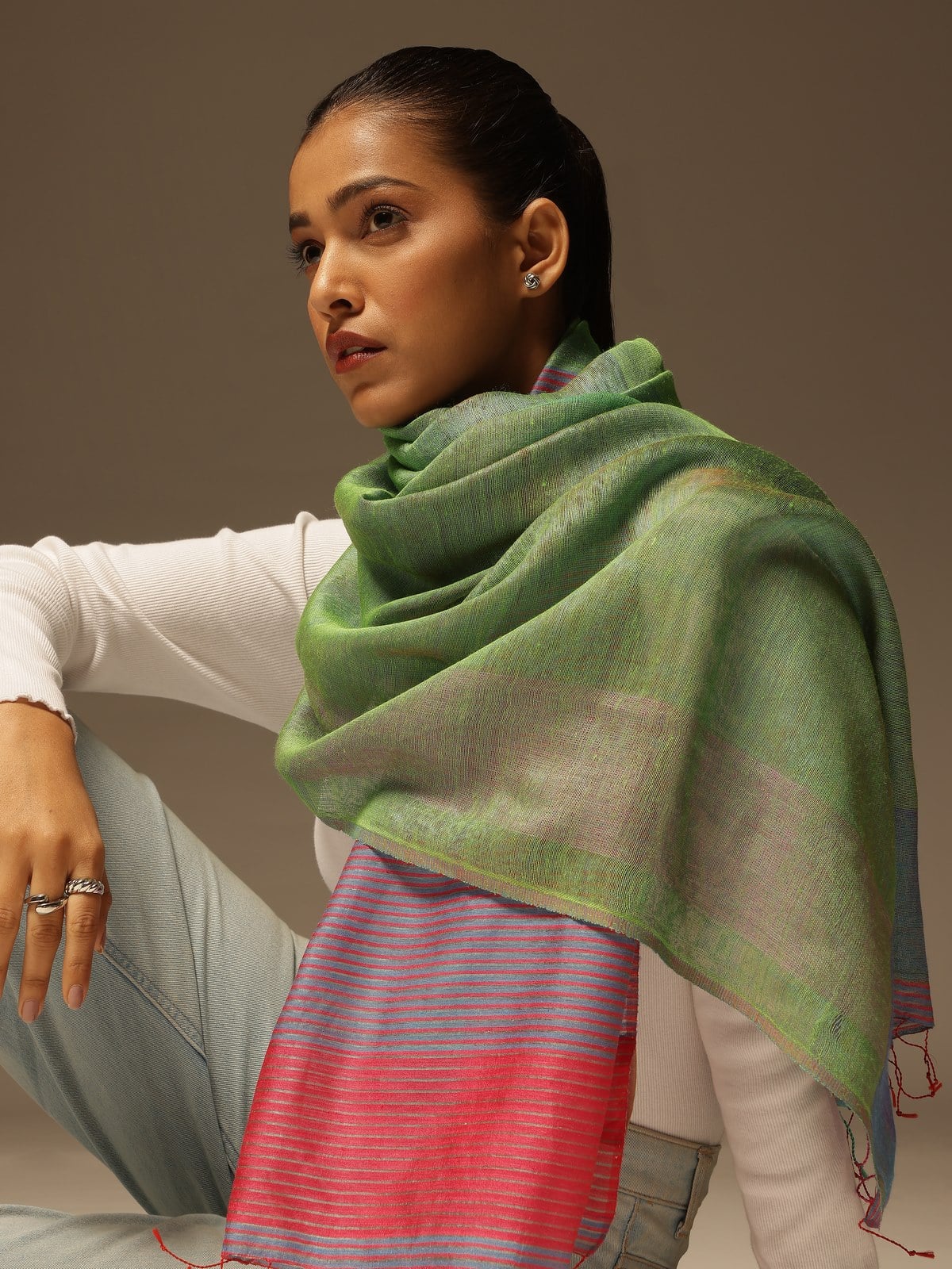 Navya Purple Tussar Silk Stole