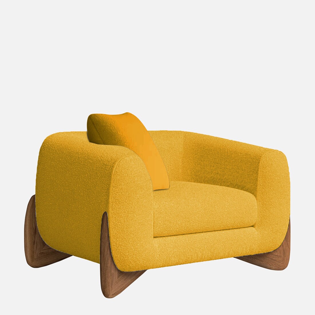 Amala Velvet 1 Seater Sofa Yellow in Colour