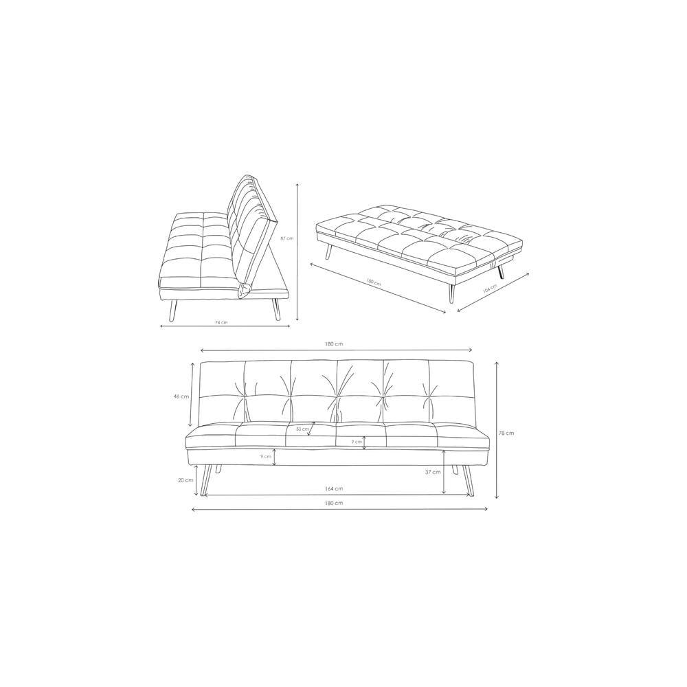 Lebon 3 Seater Sofa Cum Bed In Black Color