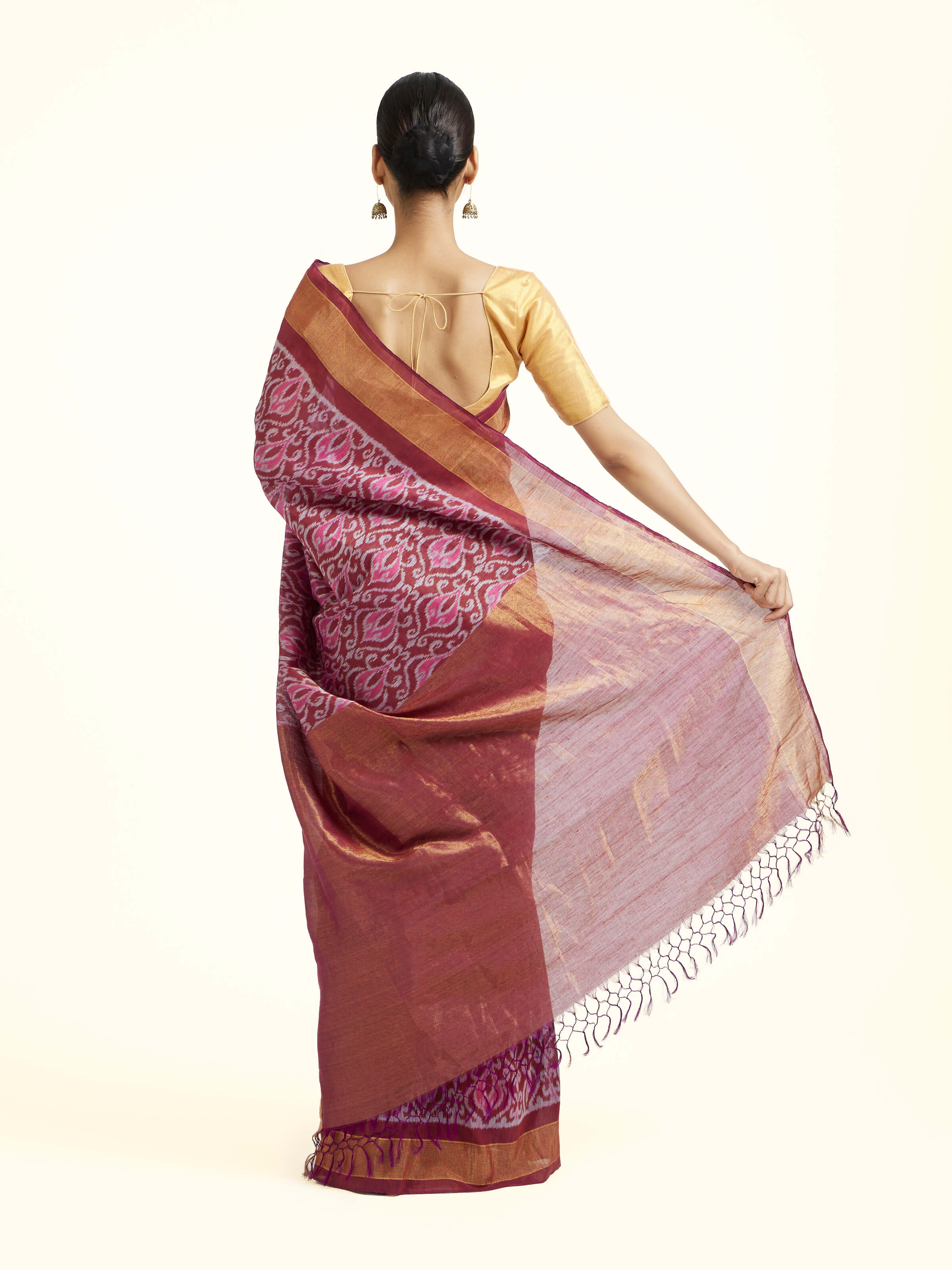 Lavender Silk Pochampally Single Ikat Saree