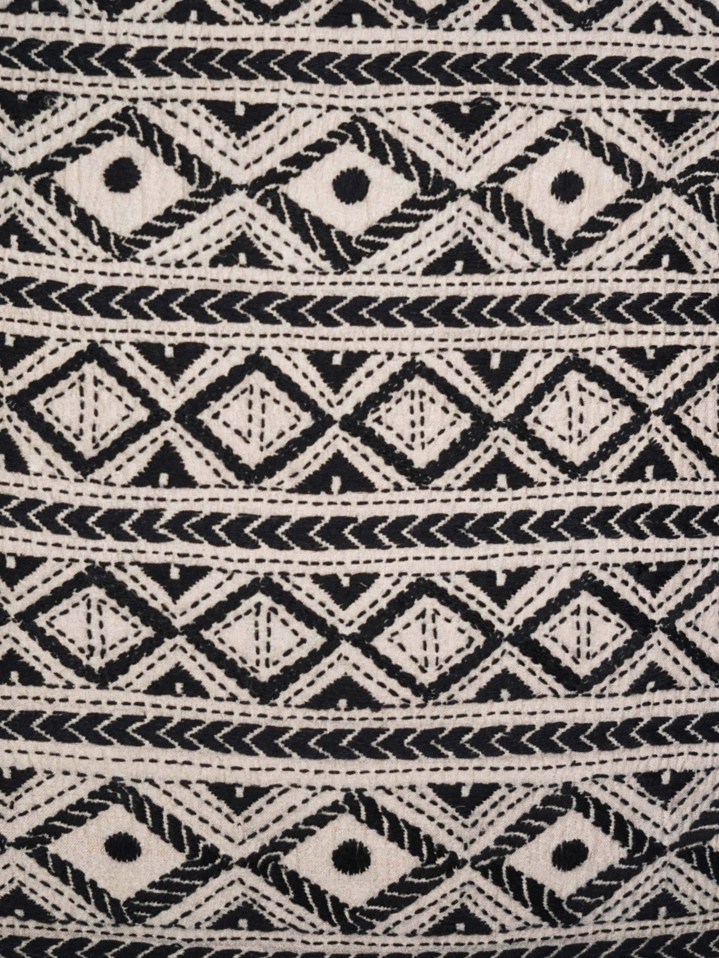 Riten Black Hand Embroidery Kantha Cushion Cover