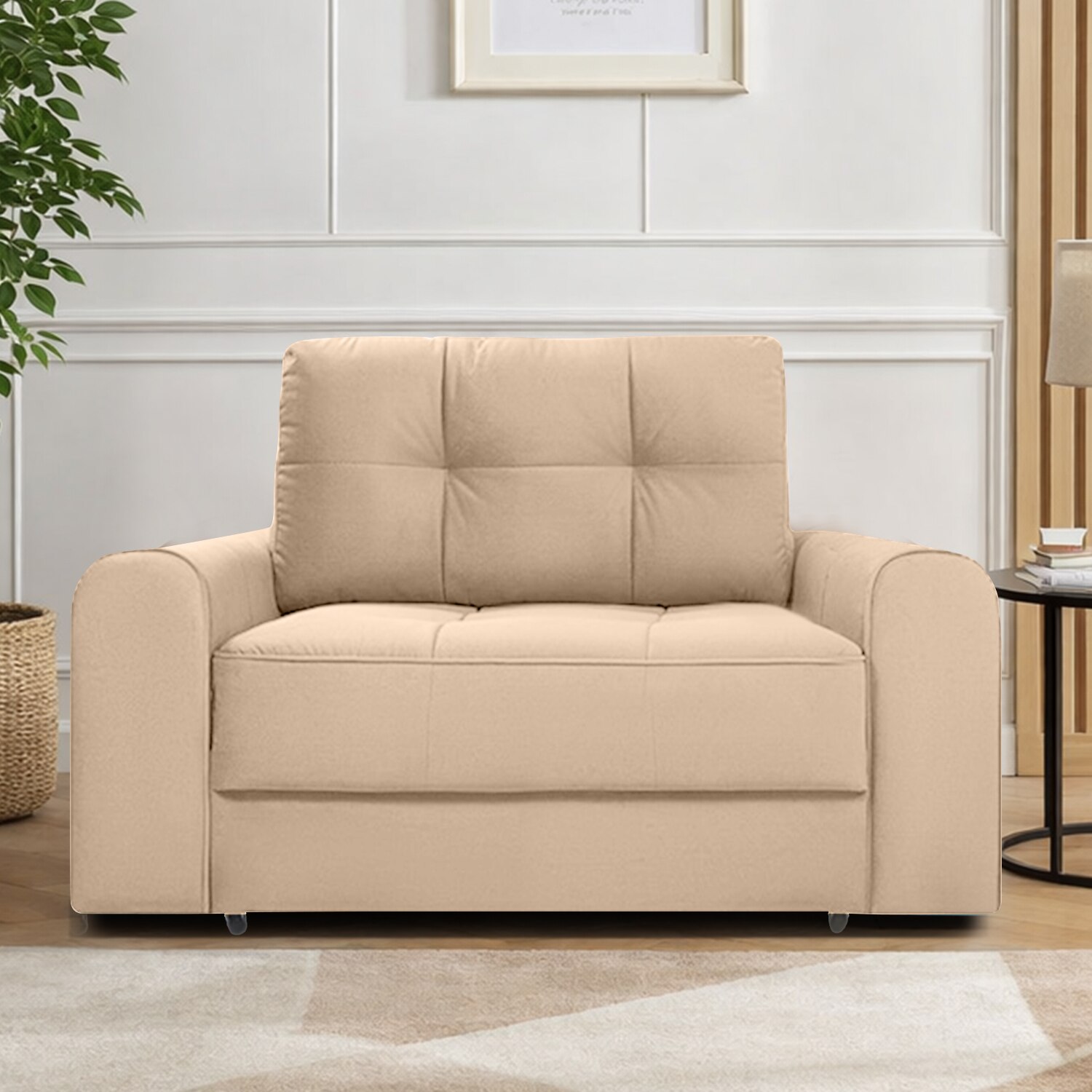 Calliro Pull Out Sofa cum Bed in Cream Colour