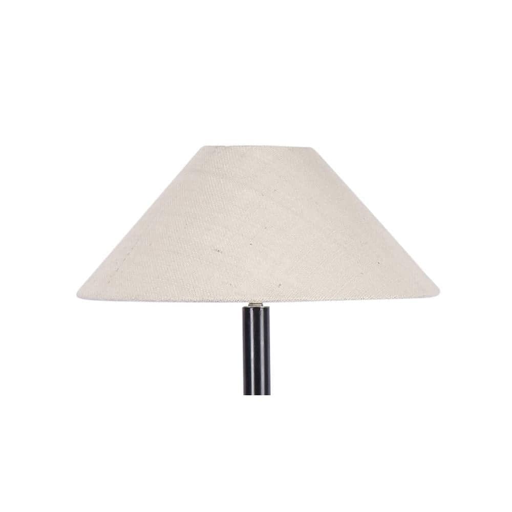 Mickey White Natural Fiber Floor Lamp with Black Iron Base
