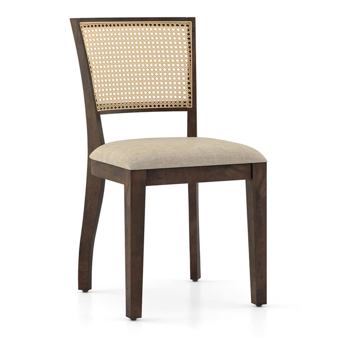 Atlas Crest Storage Solid Wood 4 Seater Dining Table With Reed Dining Chairs