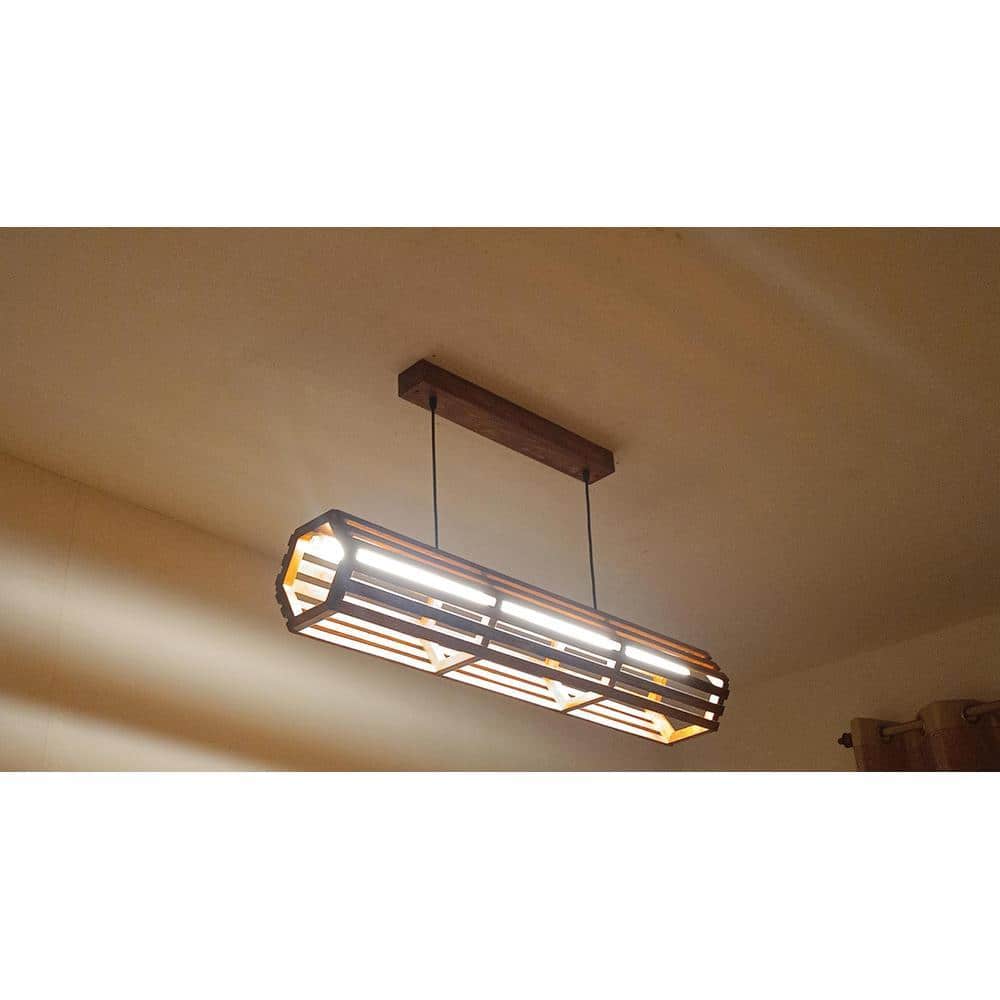 Flora 36 Baton Brown Wooden LED Hanging Lamp