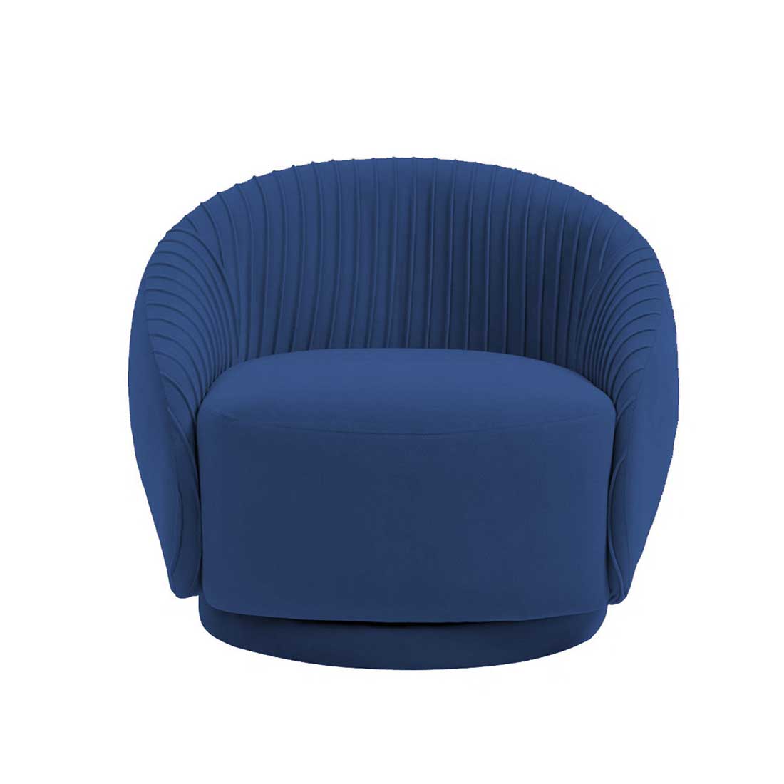 Lorna Swivel Solid Wood Round Chair in Navy Blue Colour
