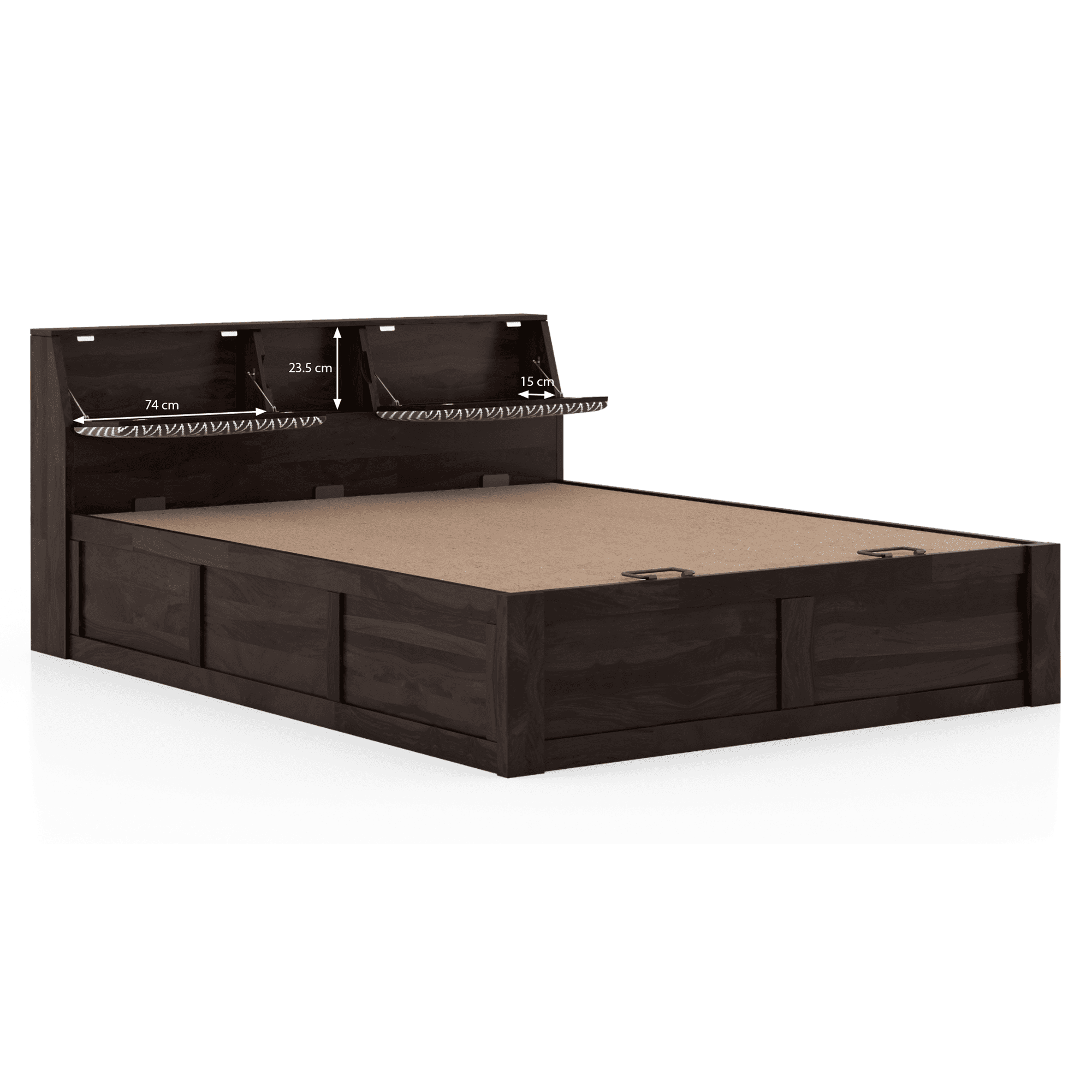 Jennings King Size Hydraulic Storage Bed in American Walnut