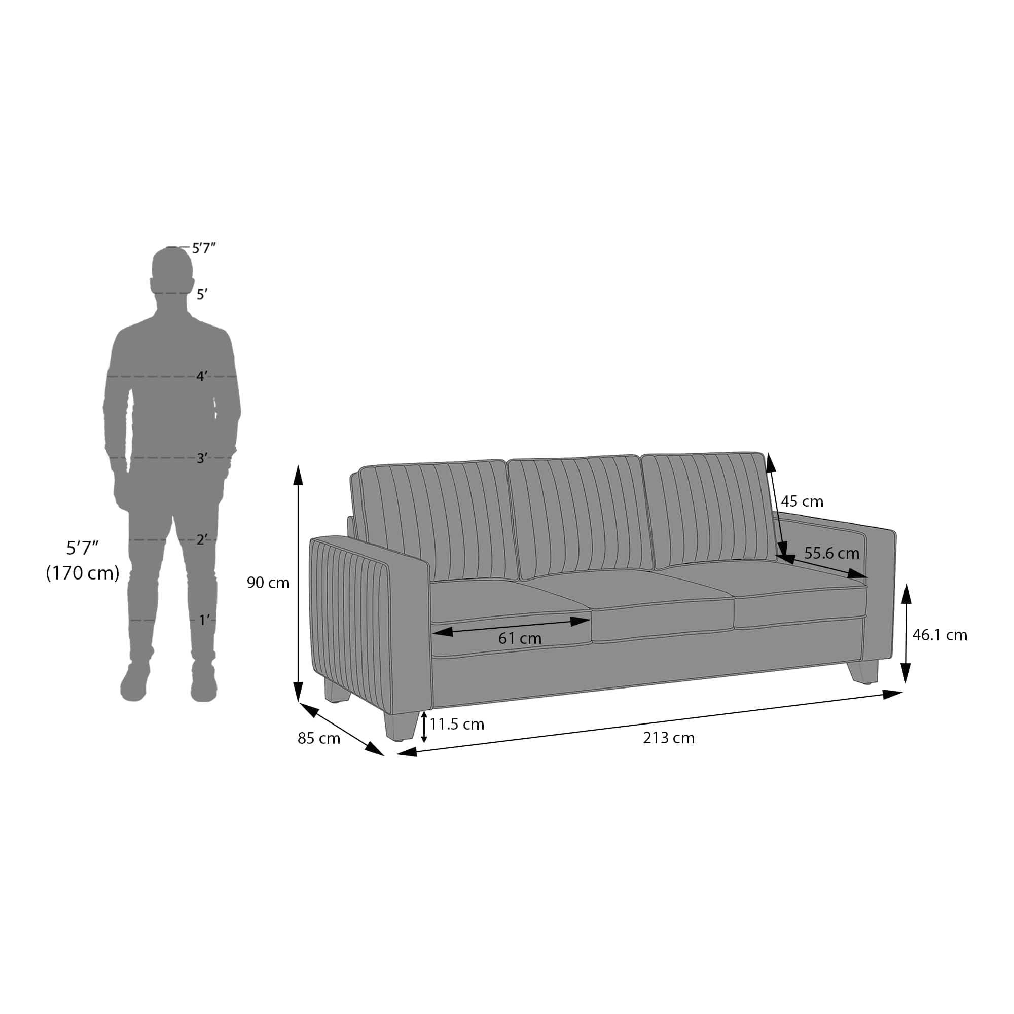 Apollo Neo Sofa (Colour : Classic Beige, Seating Capacity : 3 Seater, Cushion Type : Hard, Back Height : Regular Back)