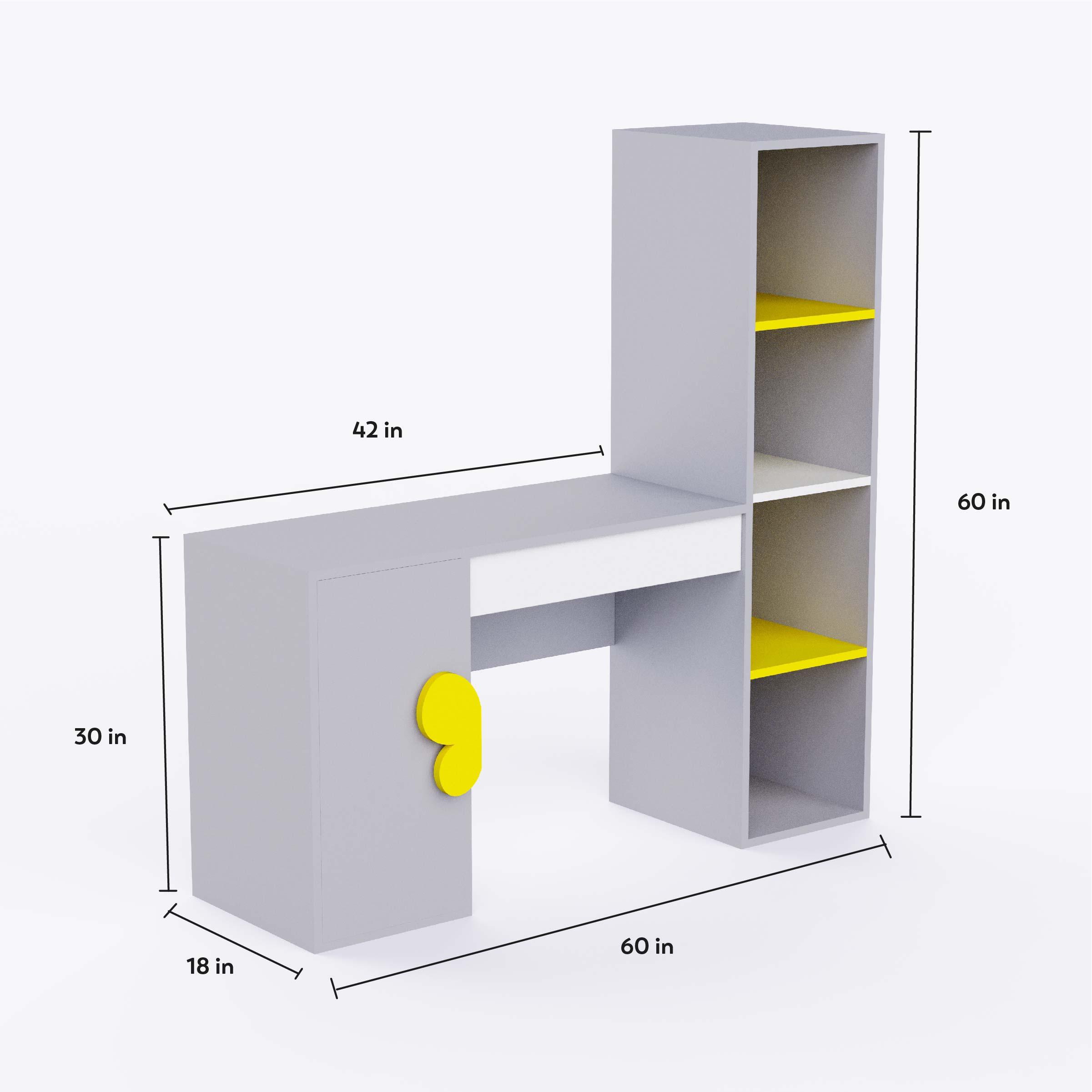 Joy Ride Study Table In Silver Gray Colour
