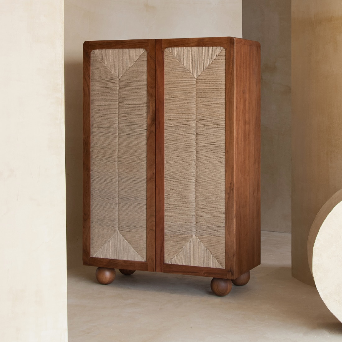 Abacus Solid Wood Wardrobe in Brown Colour - Orange Tree