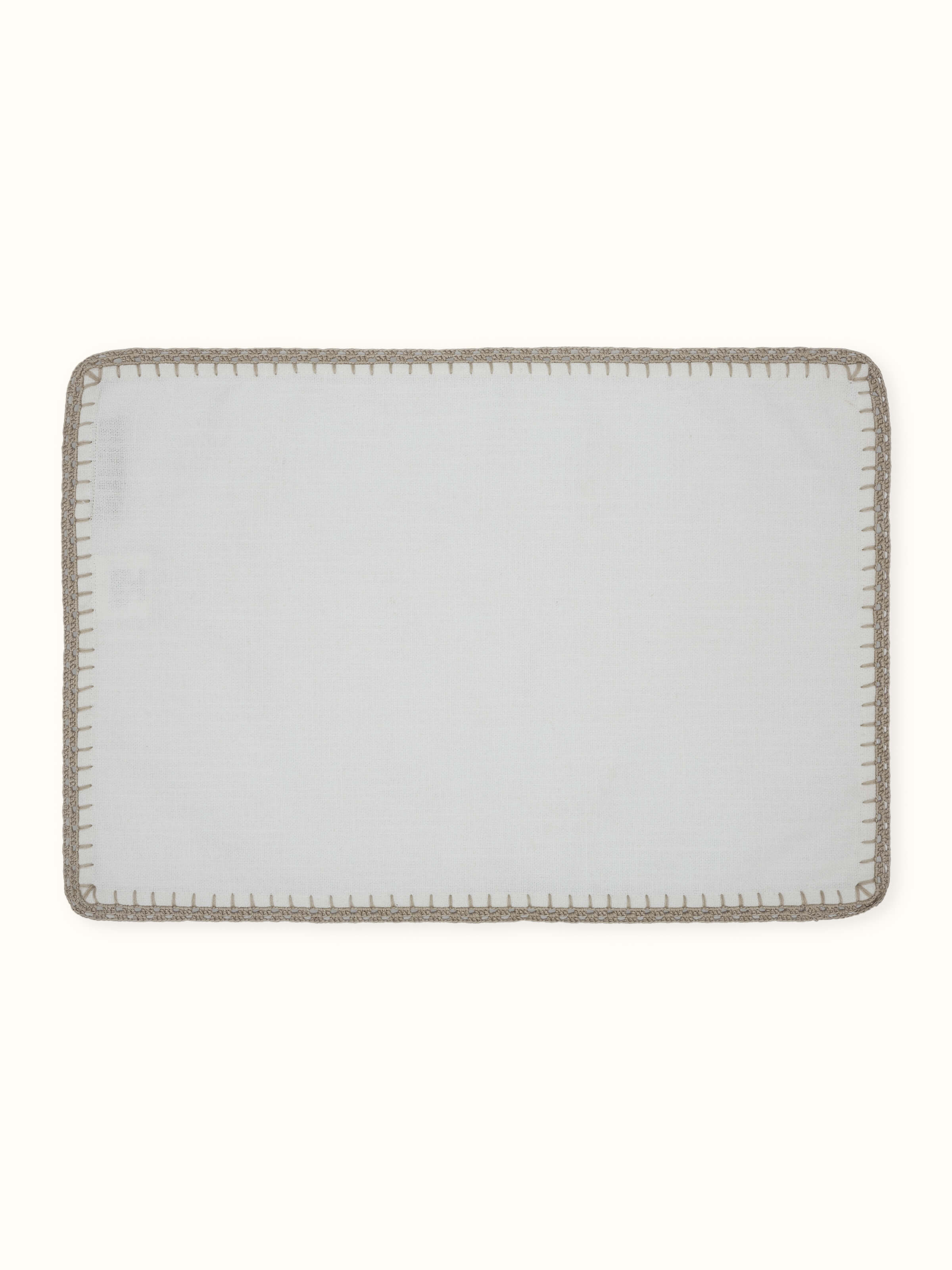 Nityam Ivory Cotton Slub Crochet Table Mat (6 Pcs)