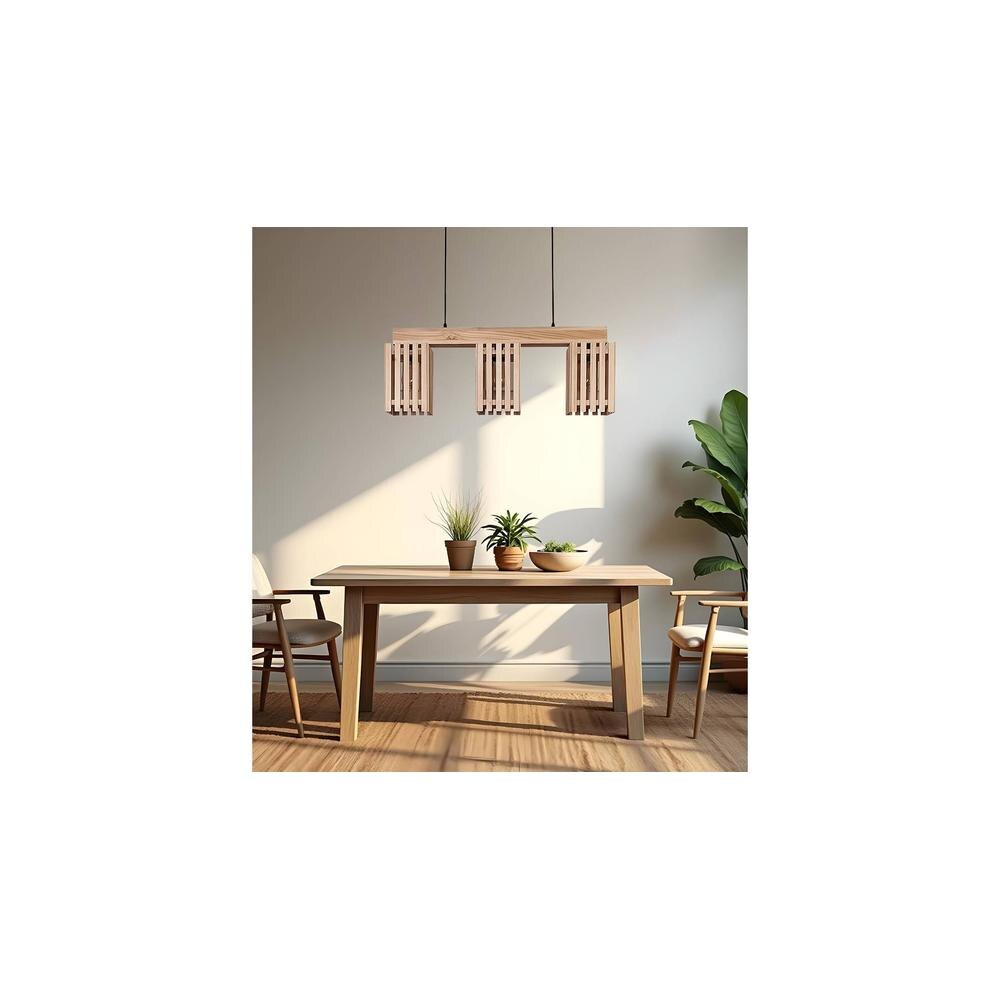 Elegant Beige Solid Wood Cluster Hanging Light