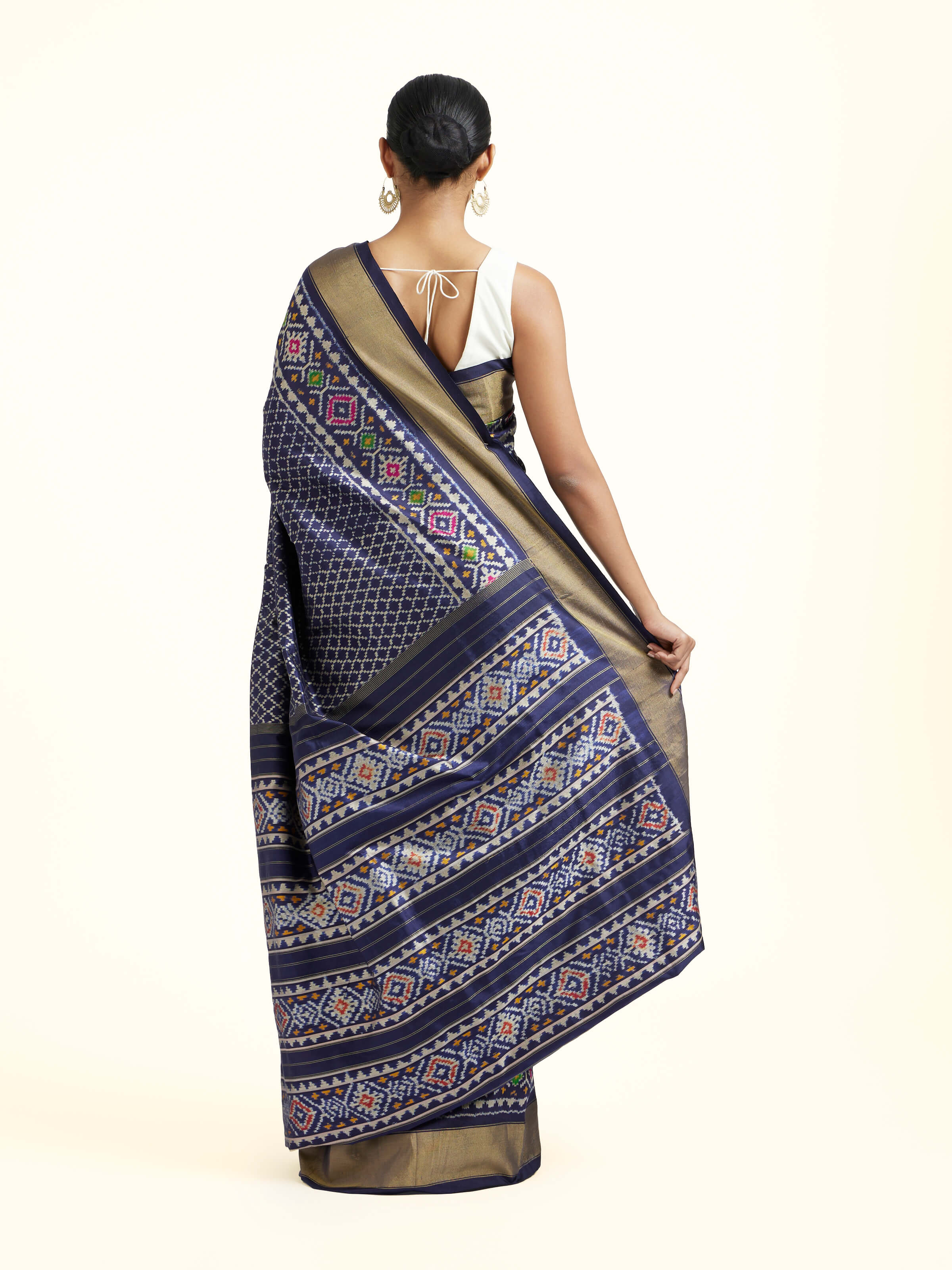 Blue Mulberry Silk Pochampally Weft Ikat Saree