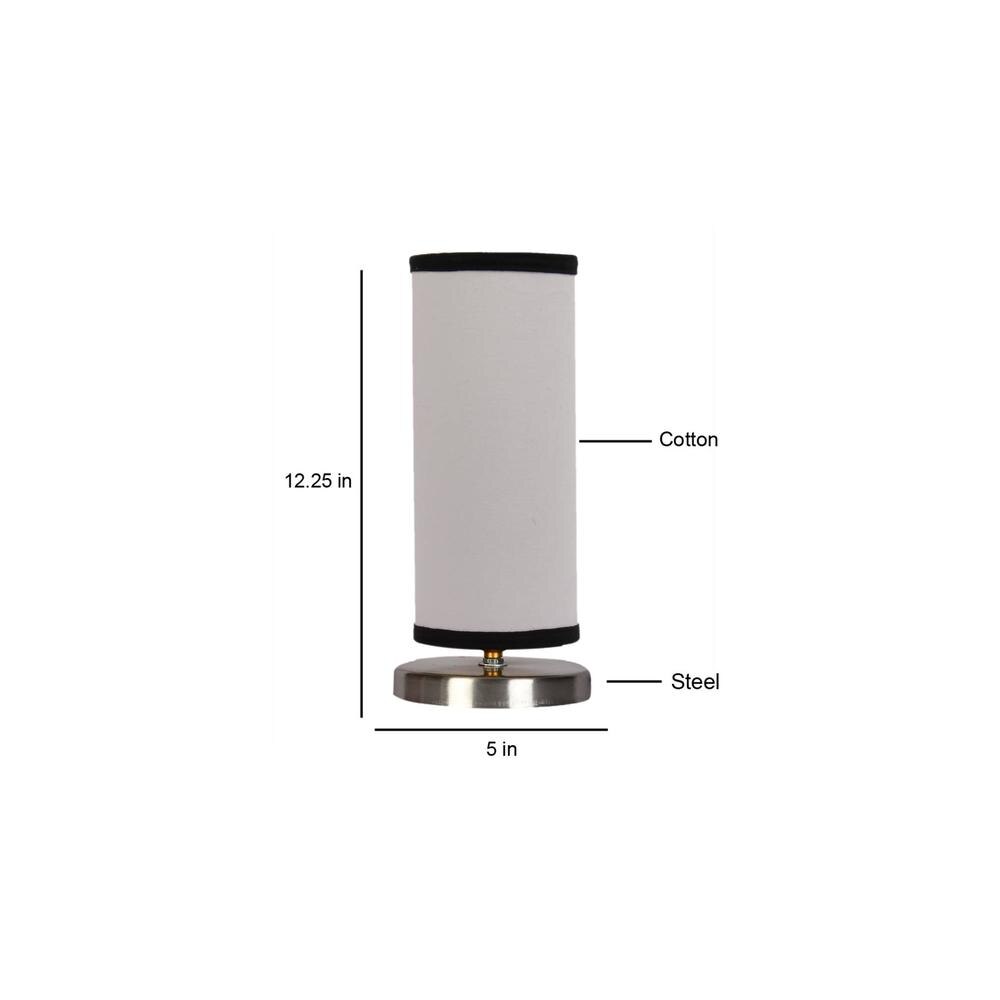 white & black cotton table lamp with Steel Base -7