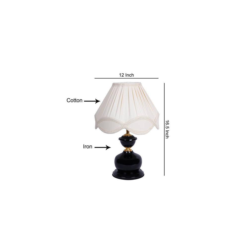 Atreus Off White Fabric Shade Table Lamp with Black Iron Base