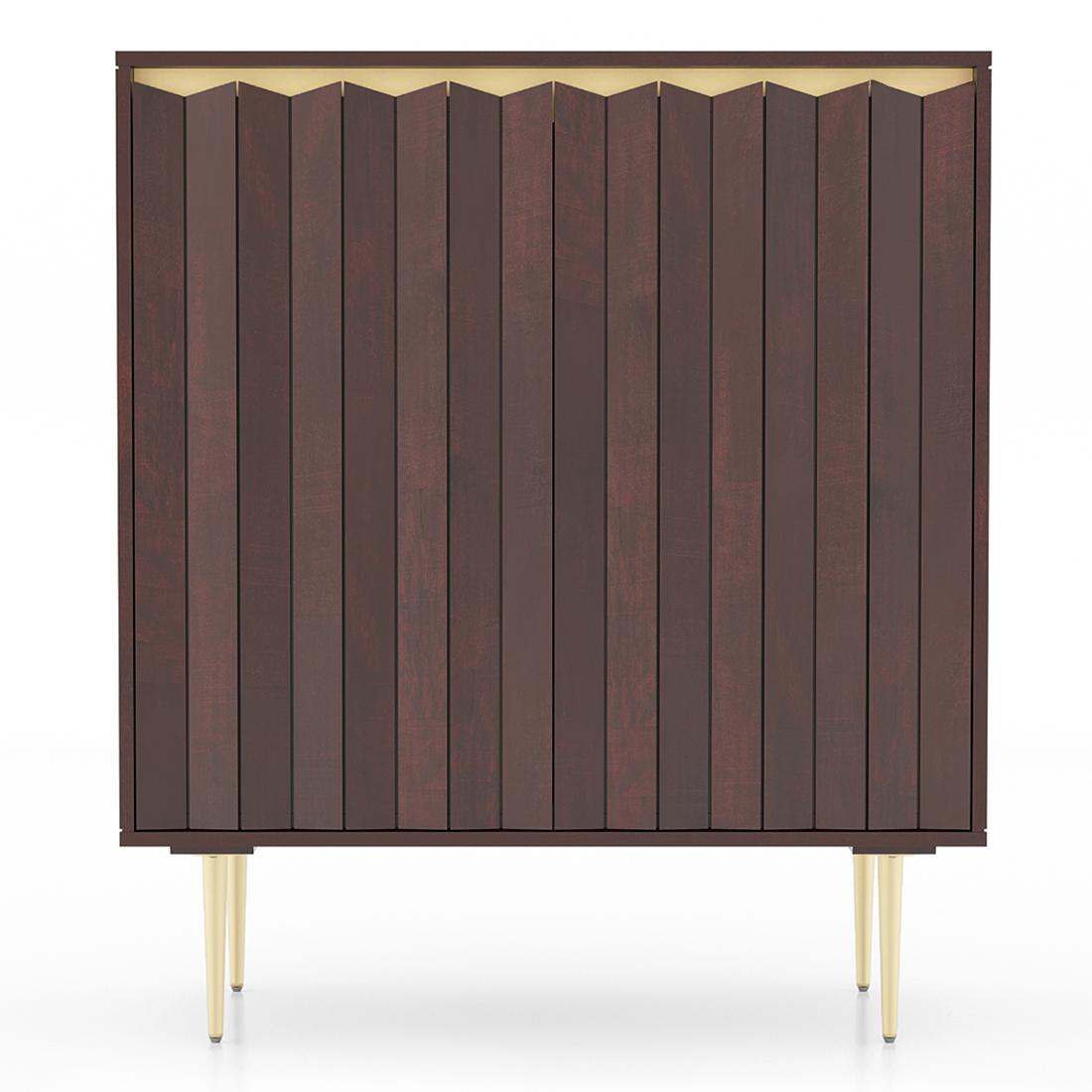 Keoni Solid Wood Free Standing Bar Cabinet in Claret Mahogany Finish
