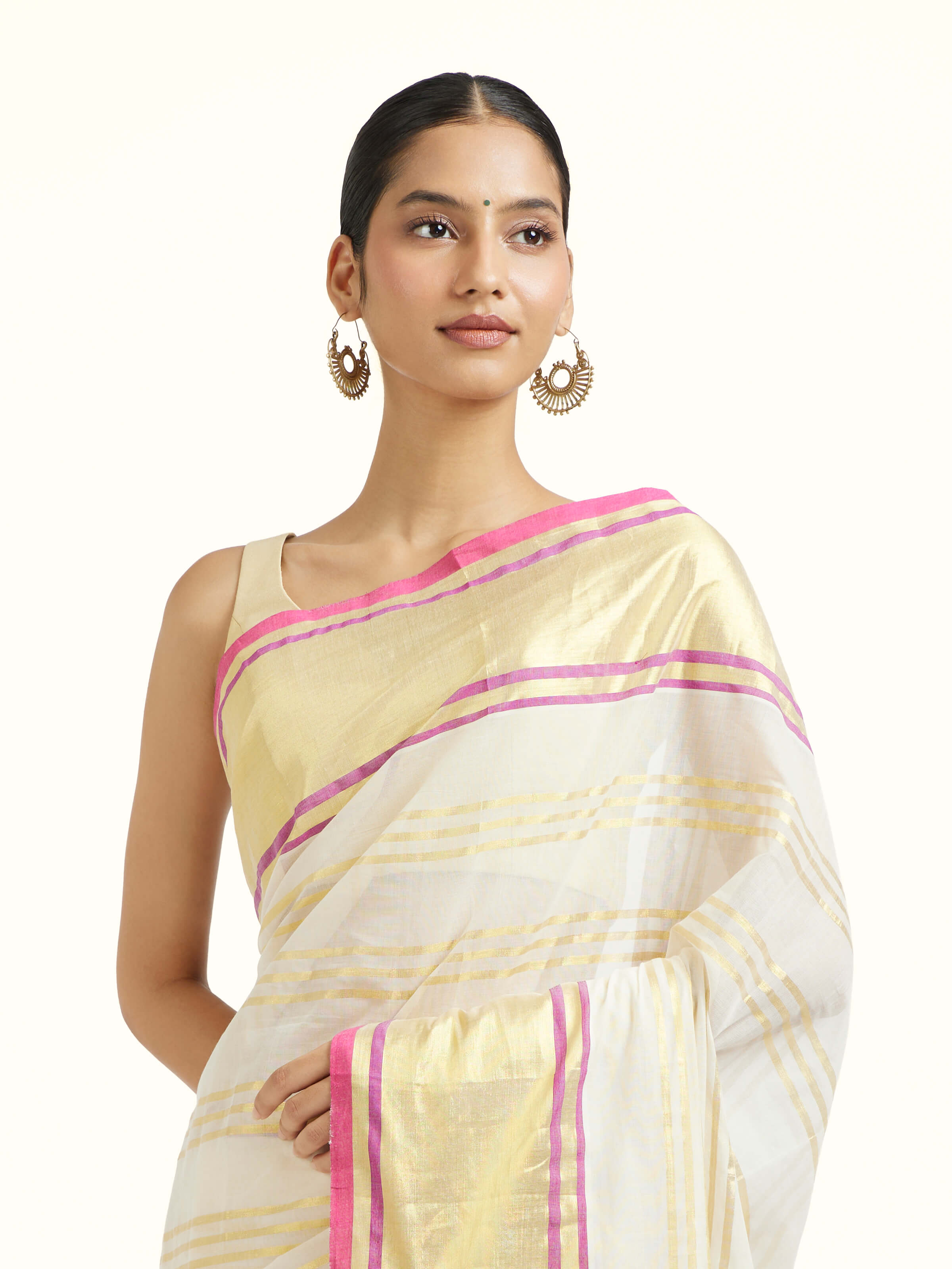Off-white Cotton Venkatagiri Saree