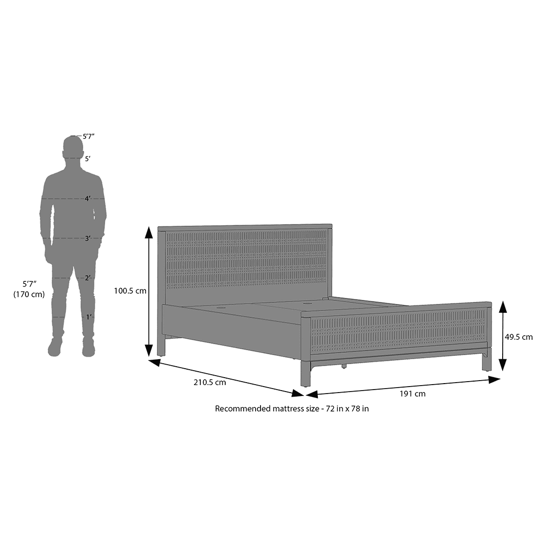 Masai Solid Wood King Size Nonstorage Bed In American Walnut 2 Tone Finish
