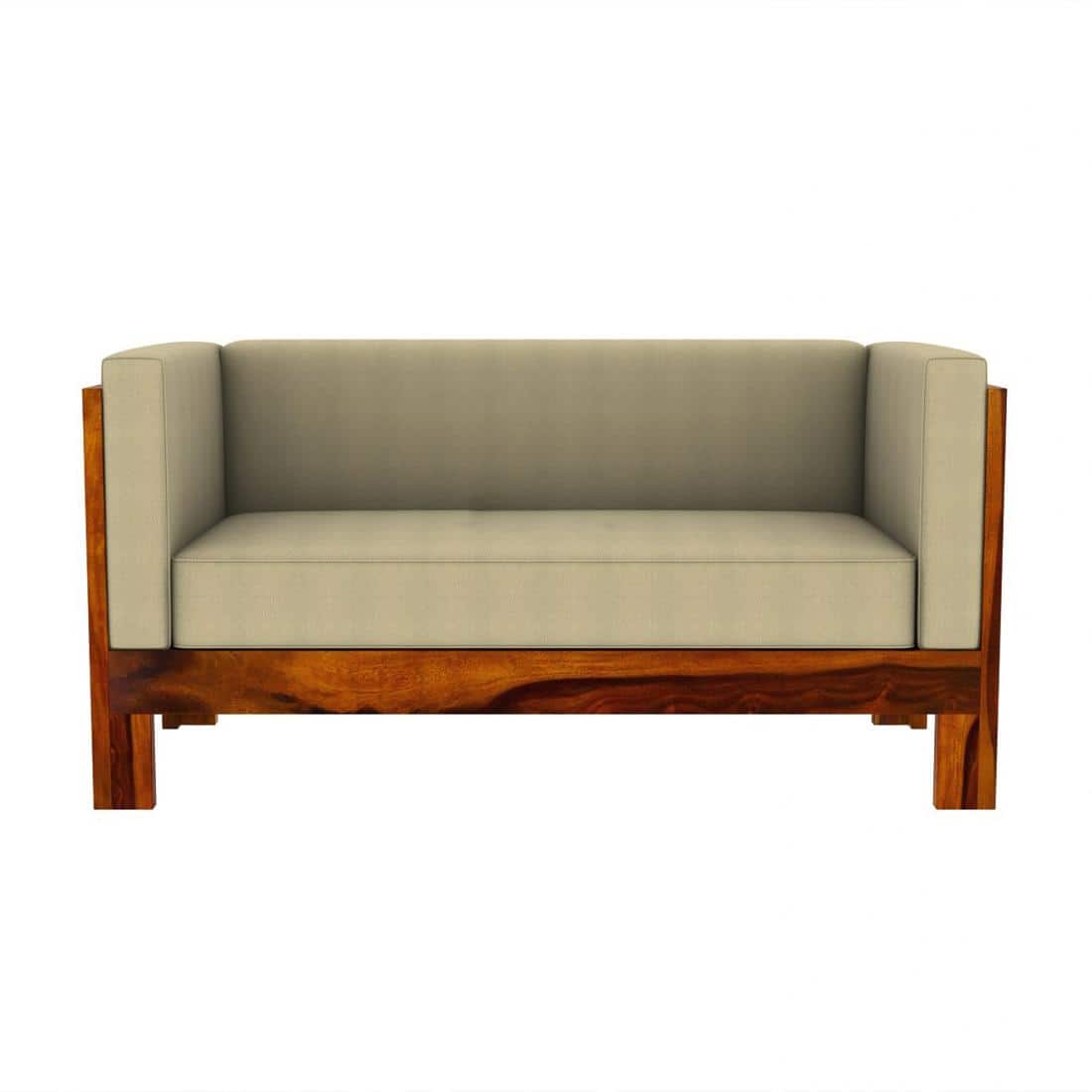Prashiv 2+1+1 Seater Wooden Sofa (Creame Colour, Honey Finish)
