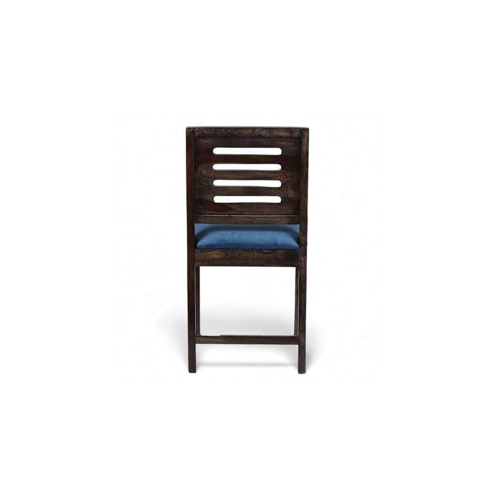Rosslyn Sheesham Wood Dining Chair in Mahogany Finish & Navy Blue Velvet Cushion Seat