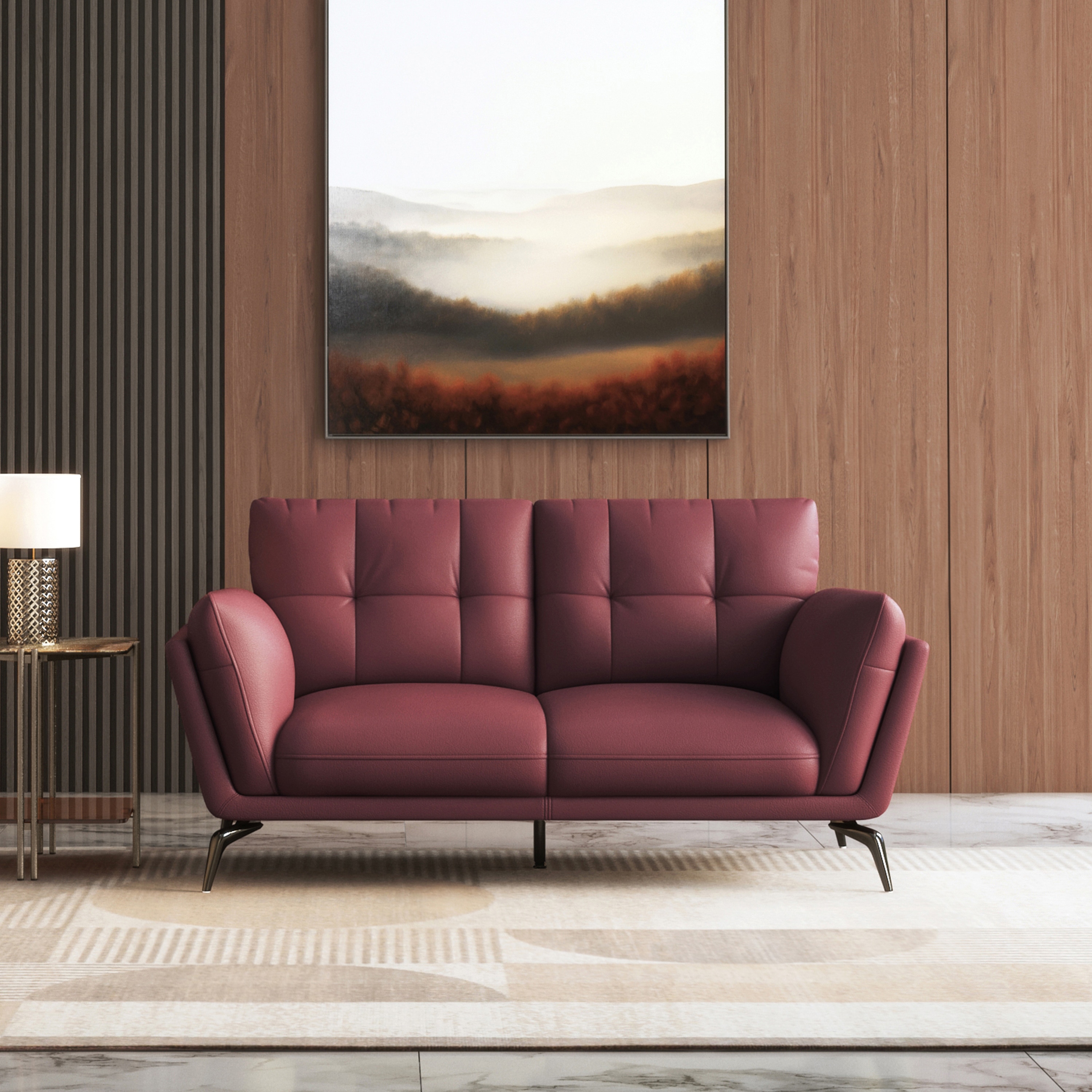Vetra 2 Seater Leather Sofa In Wine Colour