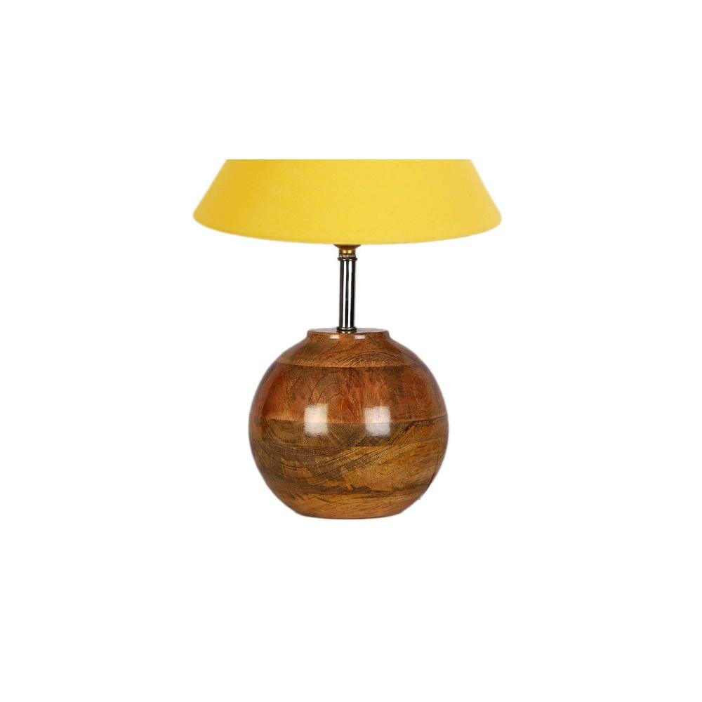 Yellow cotton with Natural Wood Table Lamp