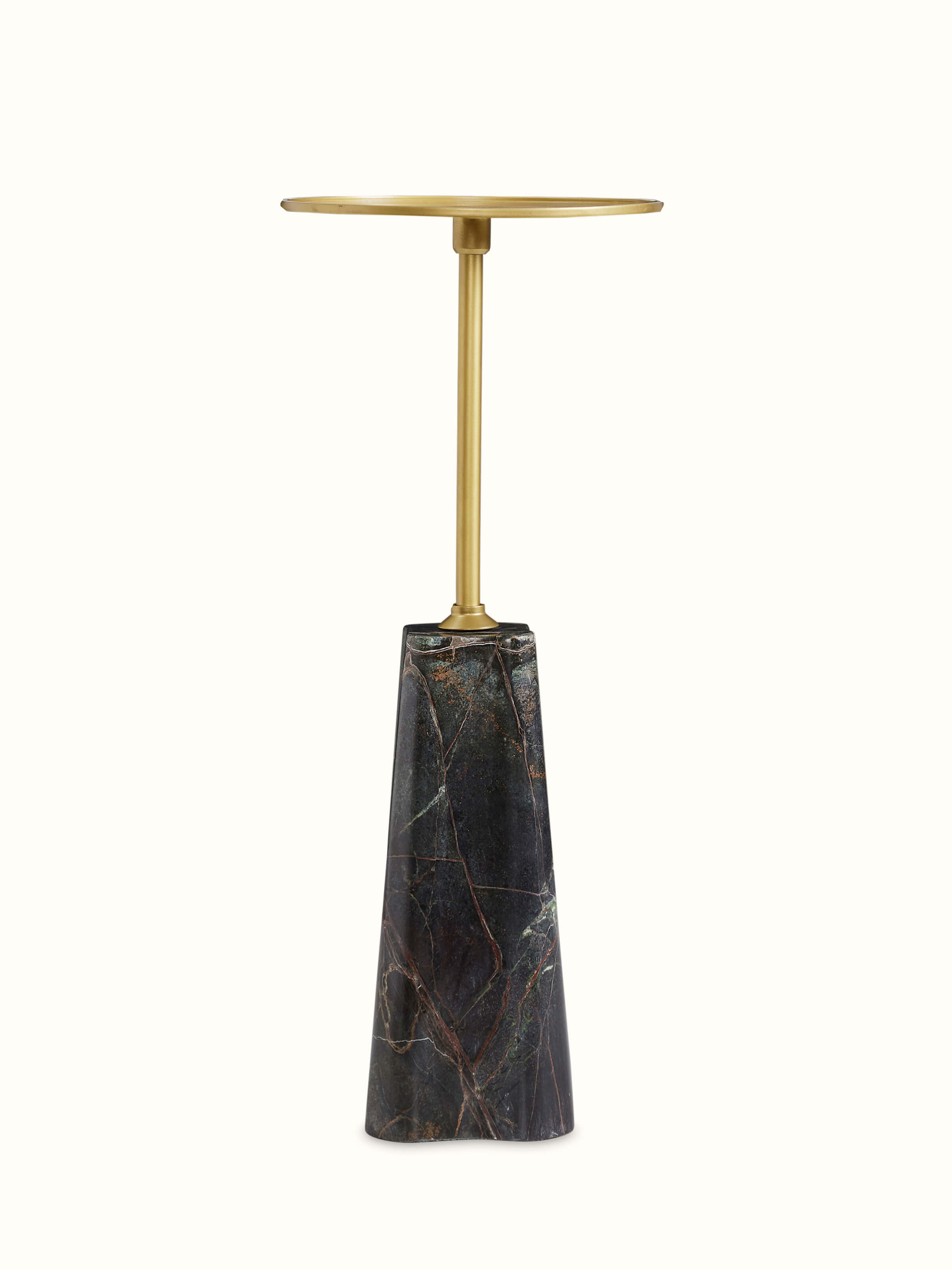Front view of Marble Stone Carving Brass Finish End & Side Table