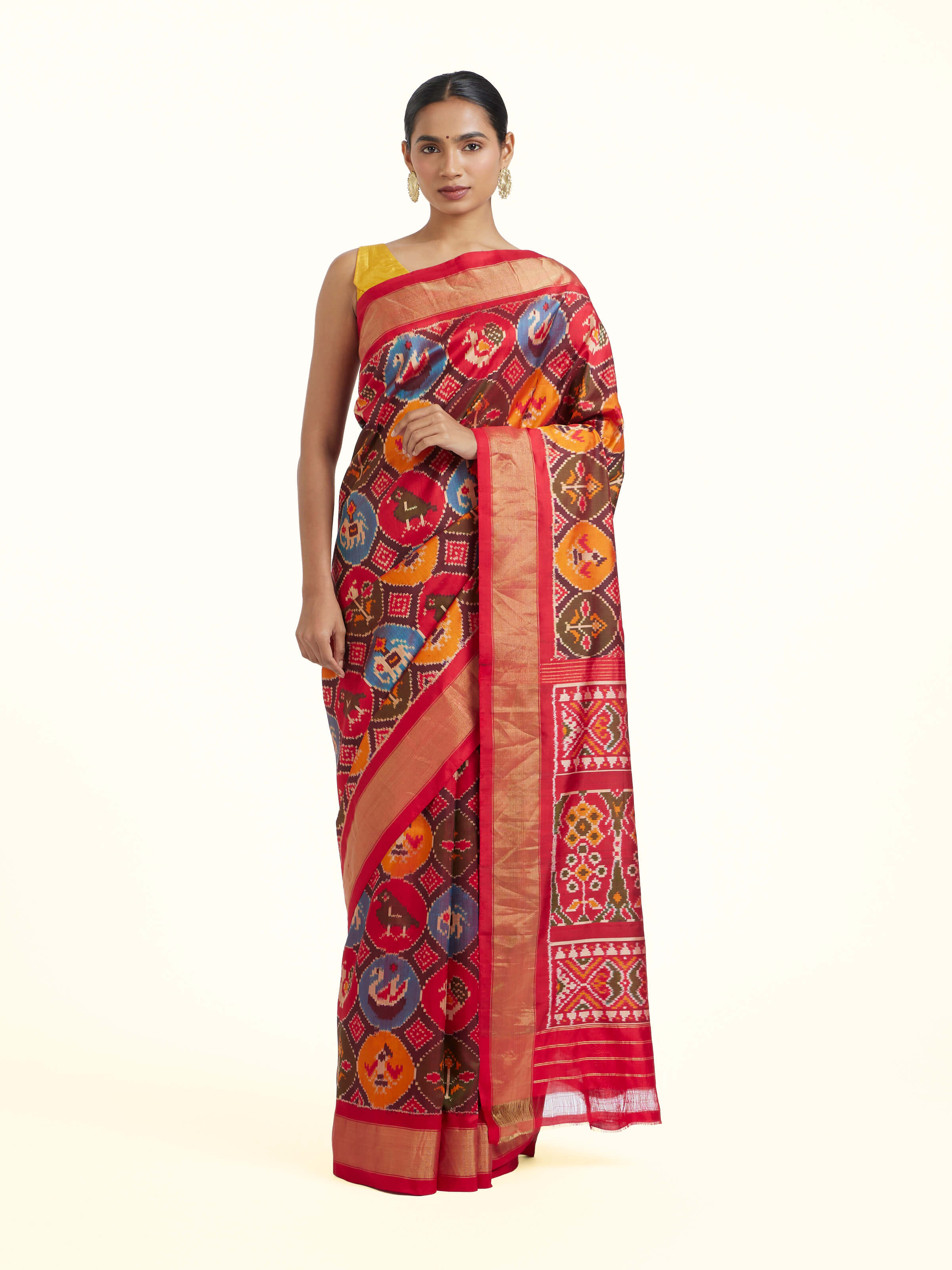 Red Pochampally Ikat Silk Saree