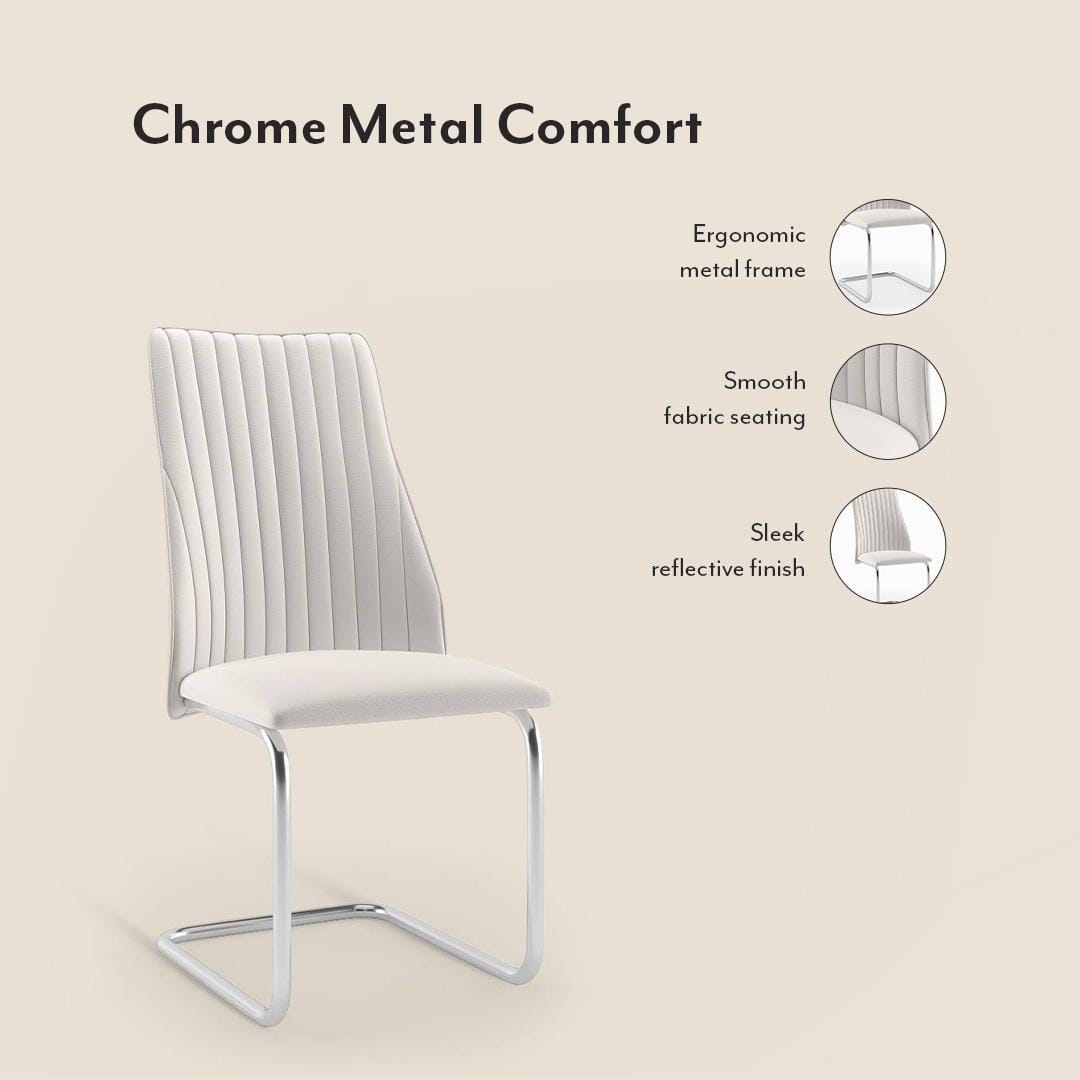 Sanchez 4 Seater Round Table With Set Of 4 Ingrid Dining Chairs (Finish- White)