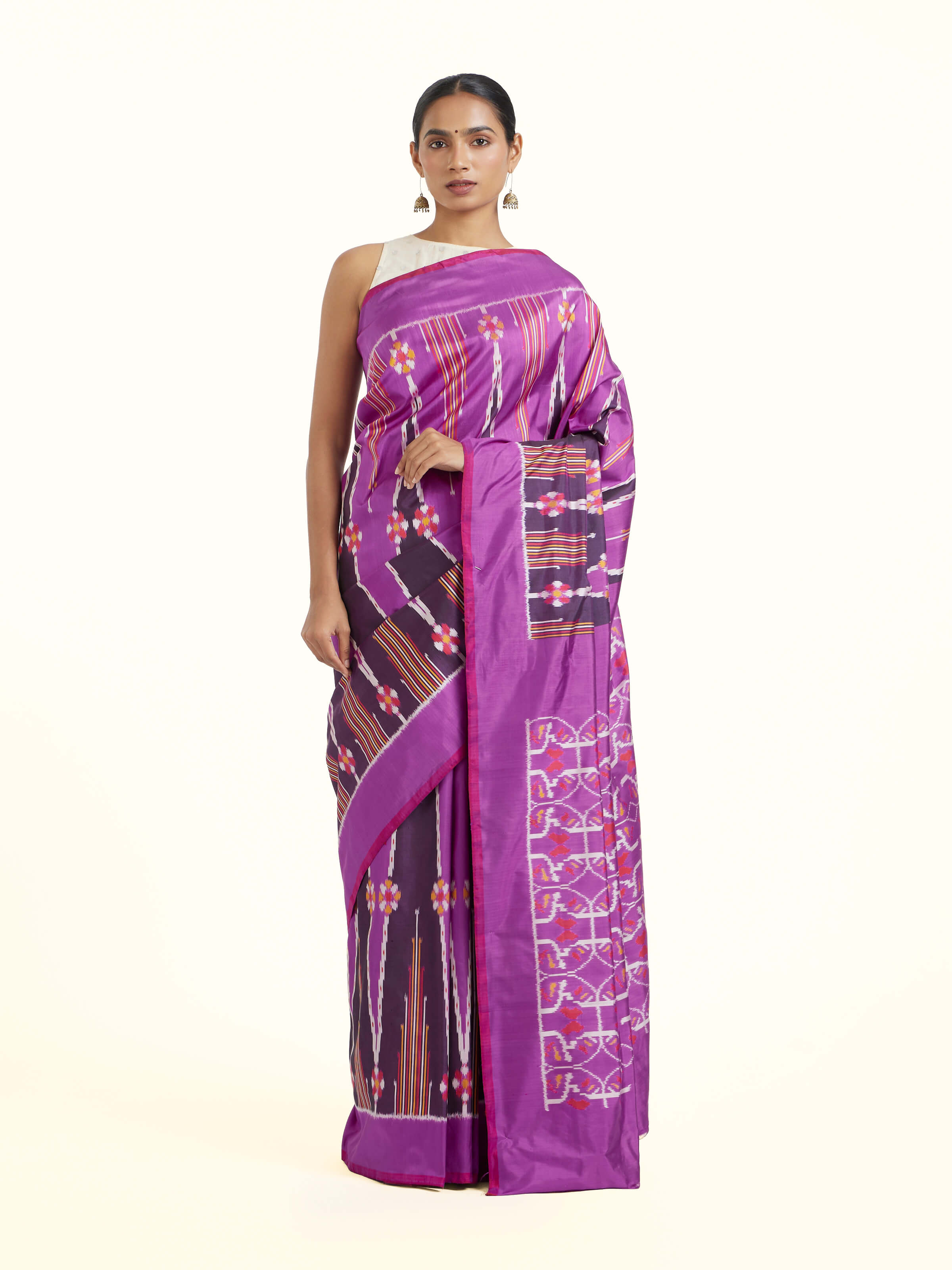 Purple Pochampally Single Ikat Saree
