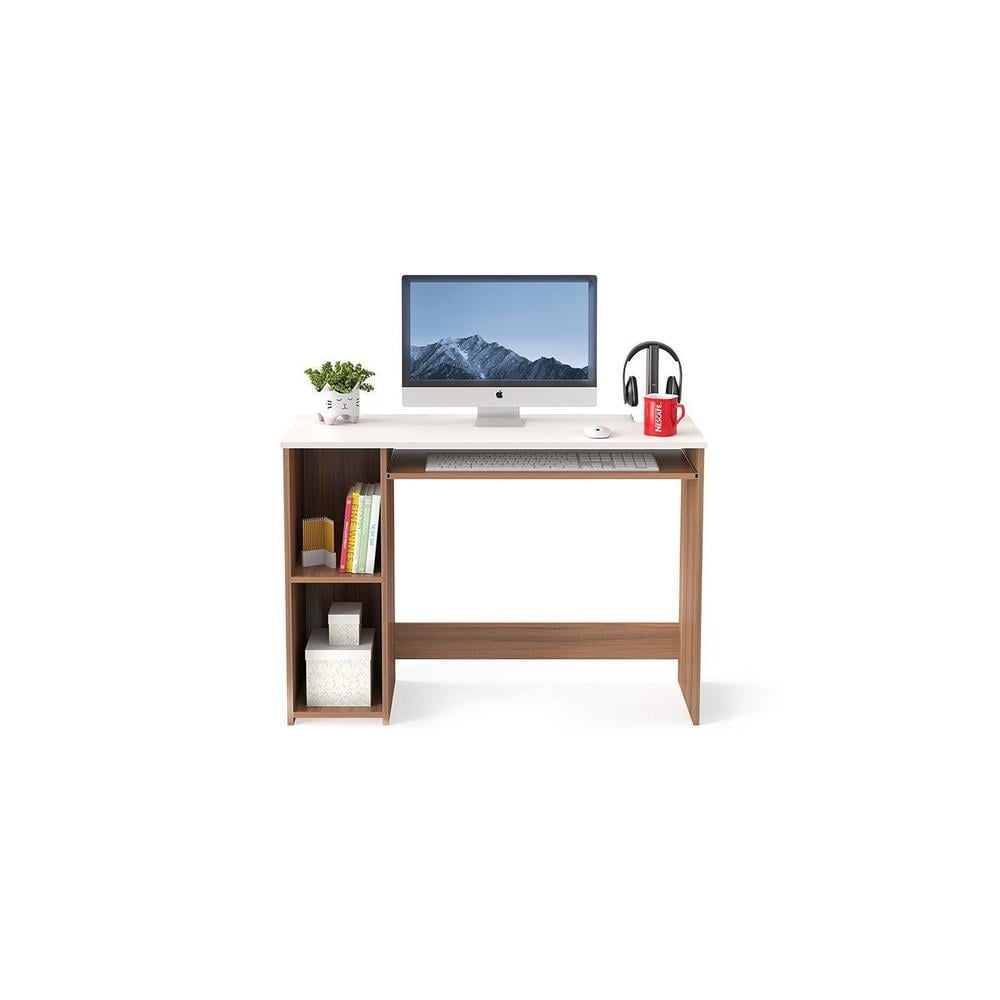 Mallium Free Standing Engineered Wood Study Table in Walnut Finish - RRV-000310