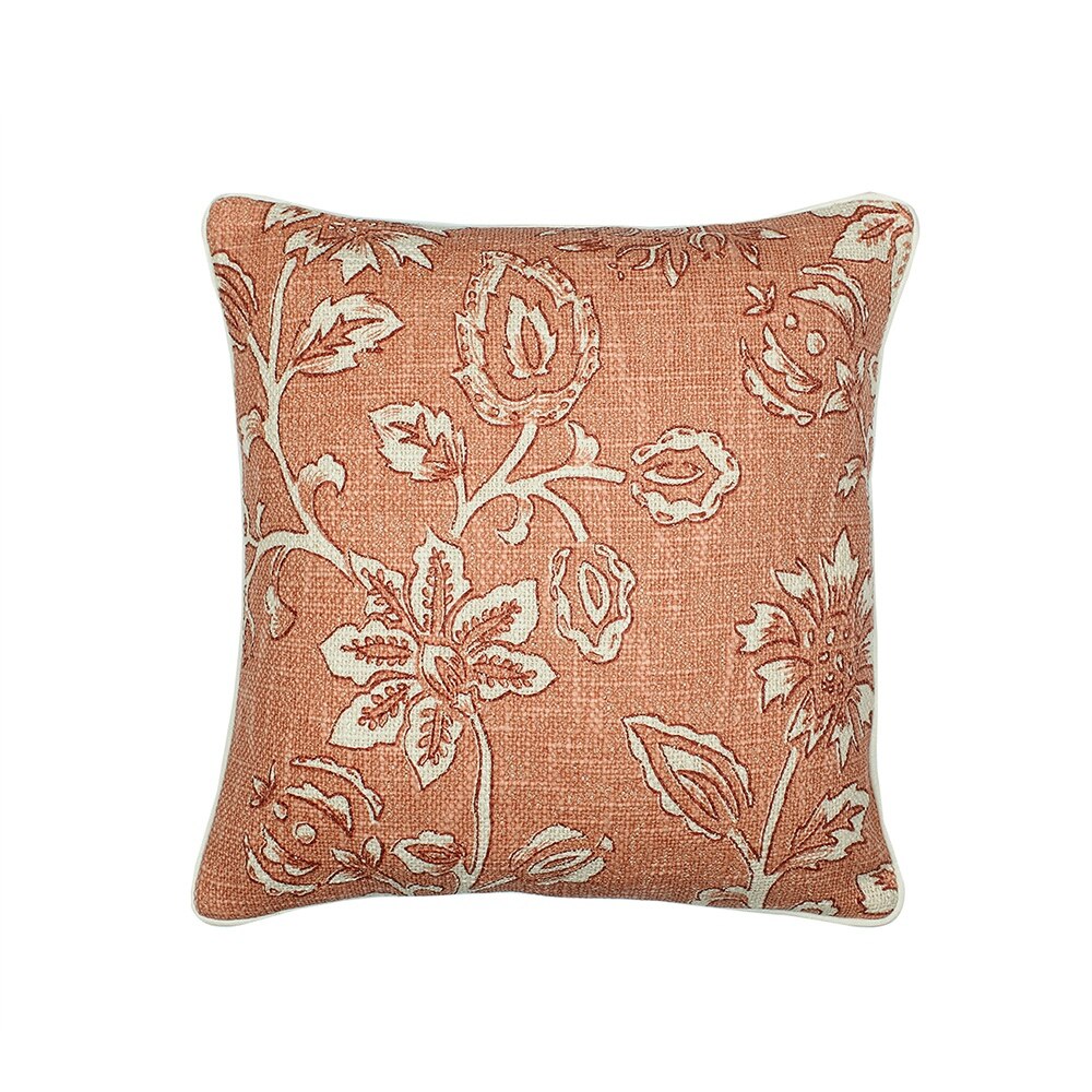 Blooming Florals Set Of 2 Cushion Cover With Rust Colour