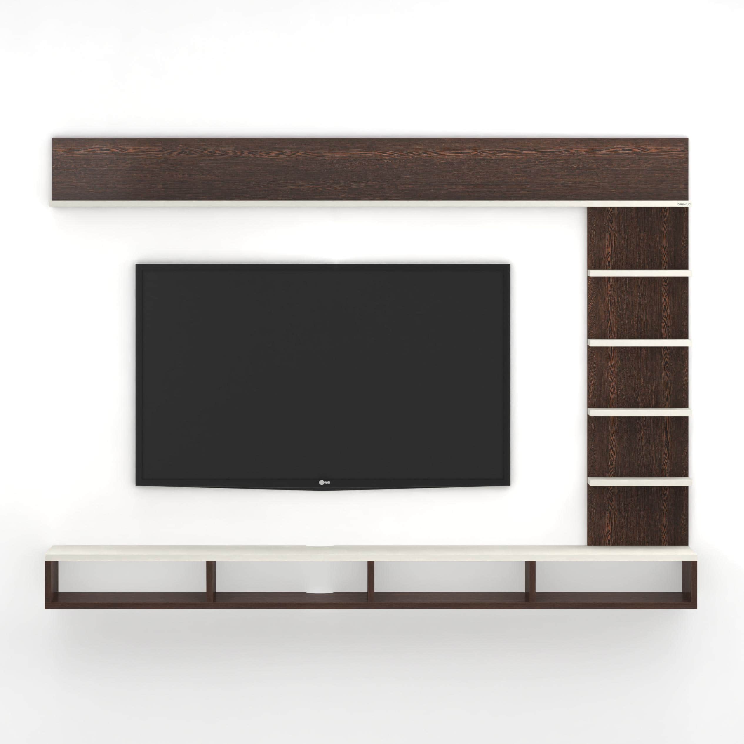 Primax Plus Large Engineering Wood Wall Mount Tv Unit In Wenge & White Finish