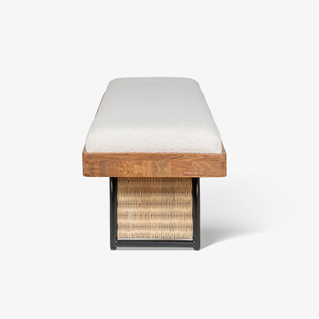 Andaman Avis Solid Wood Bench in Off White Colour