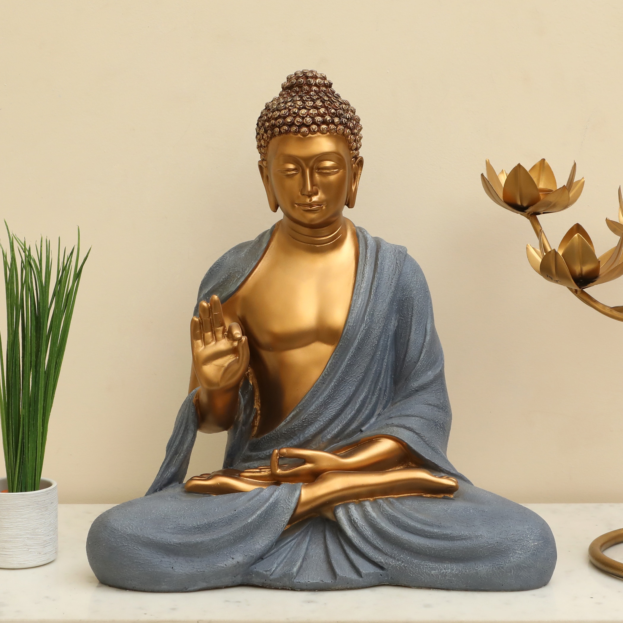 Lalit Polyresin  Figurine in Gray Colour - Vedas