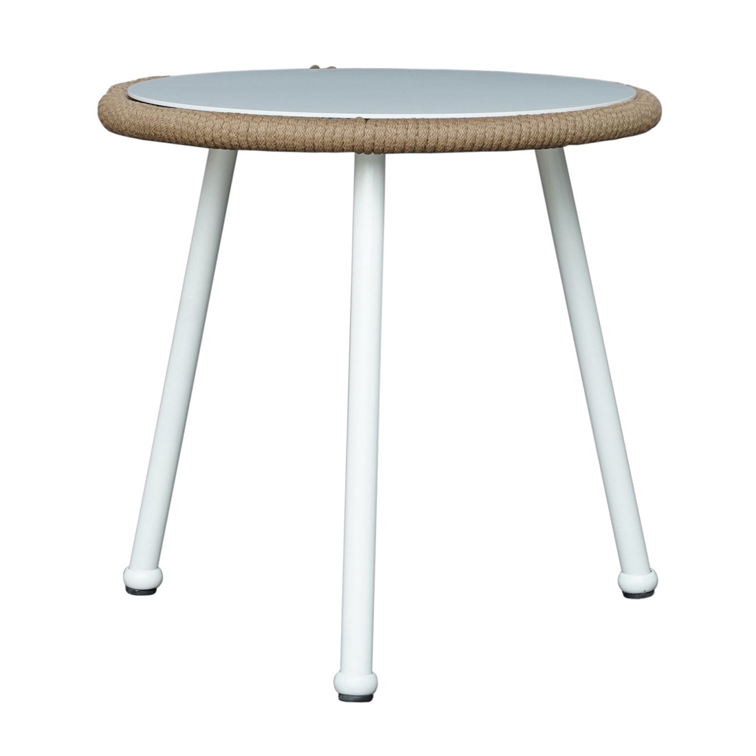 Coral Outdoor Table Set with 1 Table and 2 Chairs in Ivory White