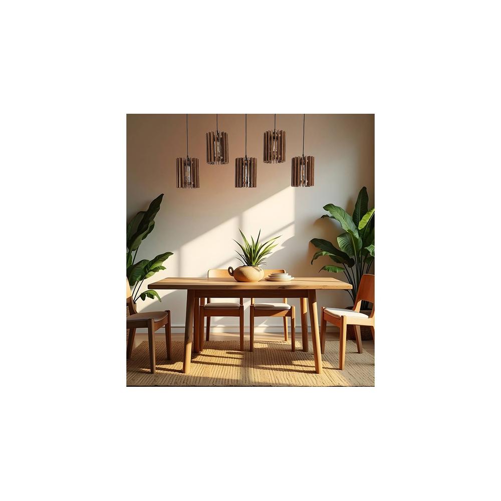 Ventus 5 Series Brown Solid Wood Cluster Hanging Light