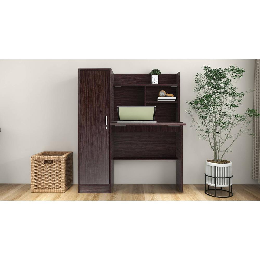 Nakamura Study Table with Cabinet in Dark Brown Finish