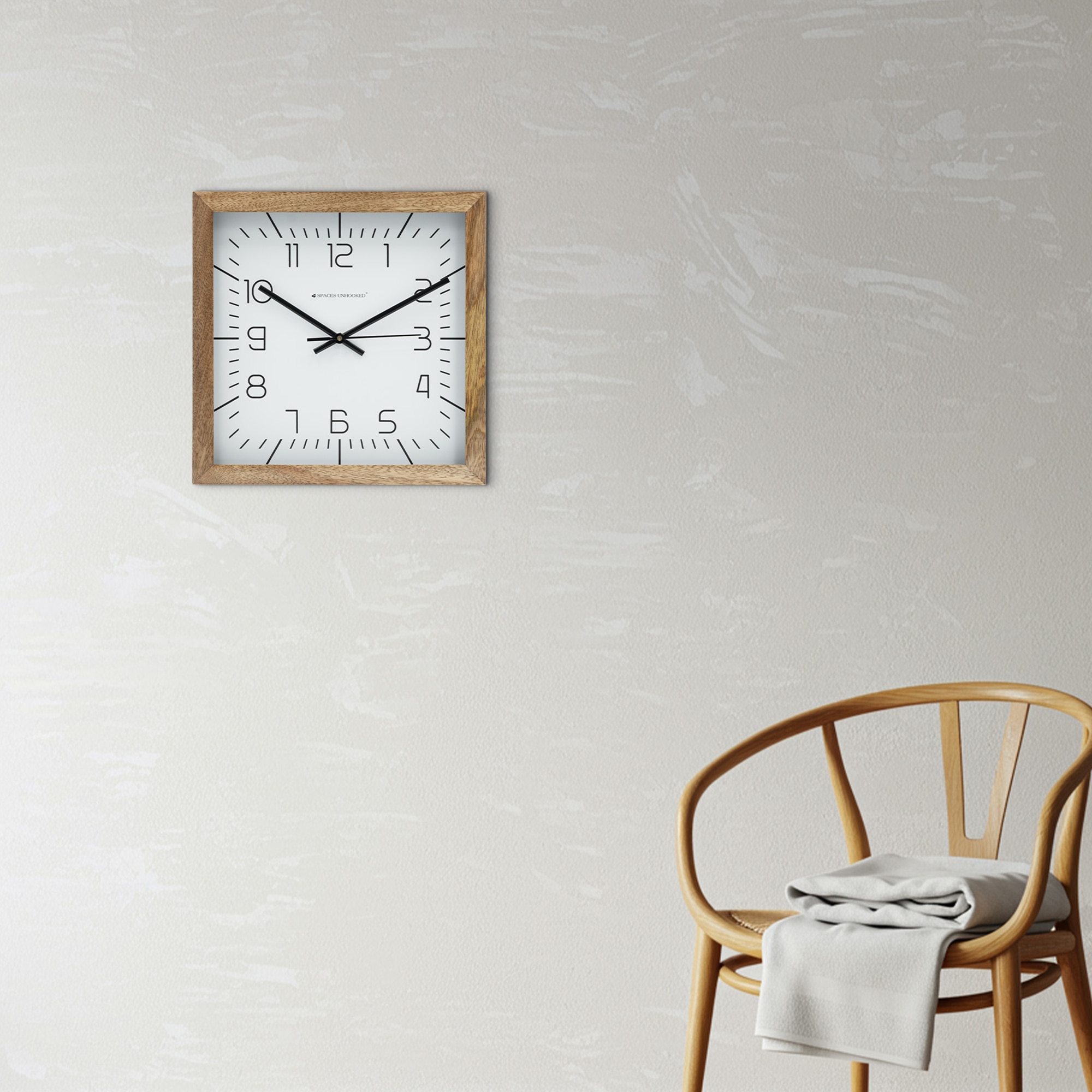 Tan Wooden Wall Clock with Unique Arabic Indices