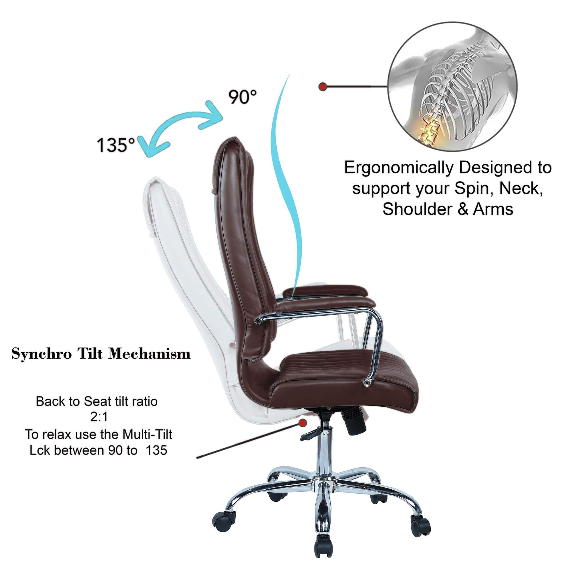 Leanoxa High Back Executive Chair in Brown Colour